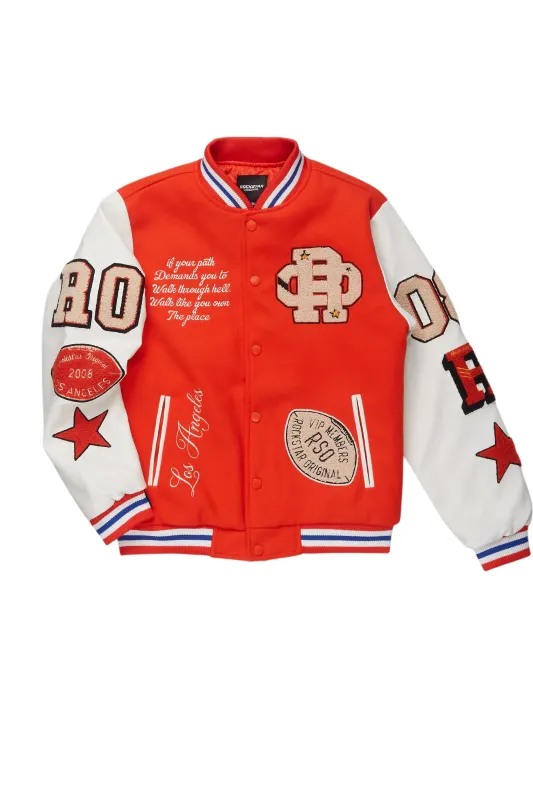Boys Balser Orange Varsity Jacket sold by Rockstar Original