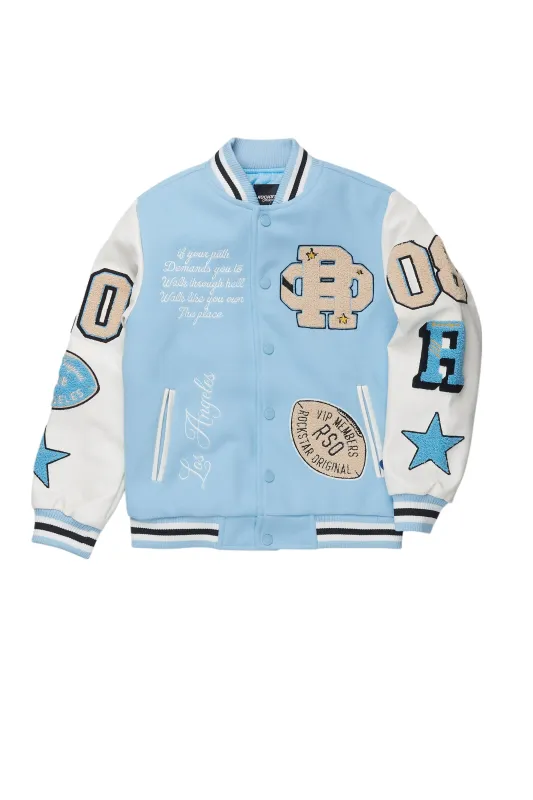 Boys Balser Light blue Varsity Jacket sold by Rockstar Original