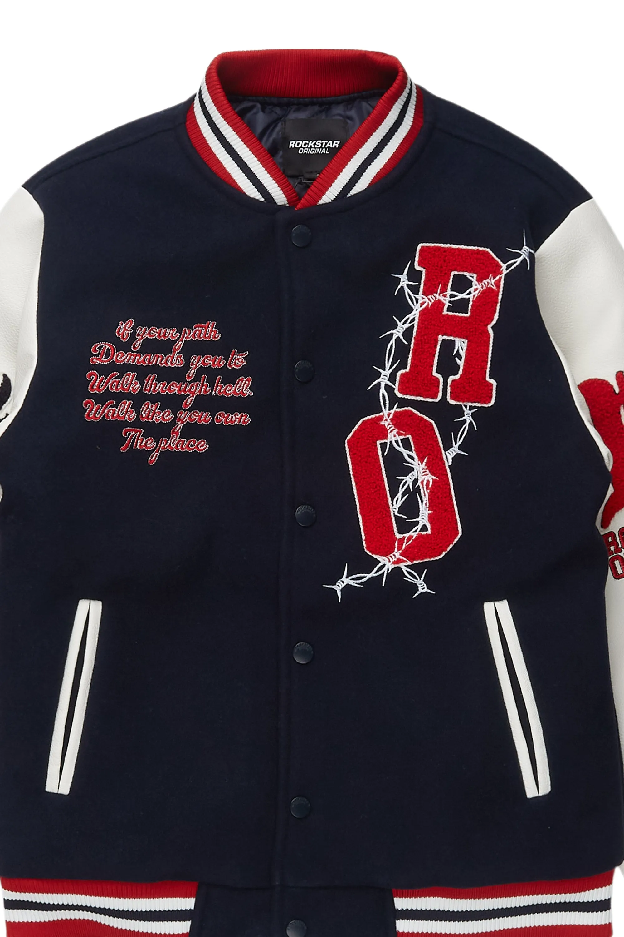 Boys Skoll Navy/White Varsity Jacket sold by Rockstar Original product image thumbnail 3