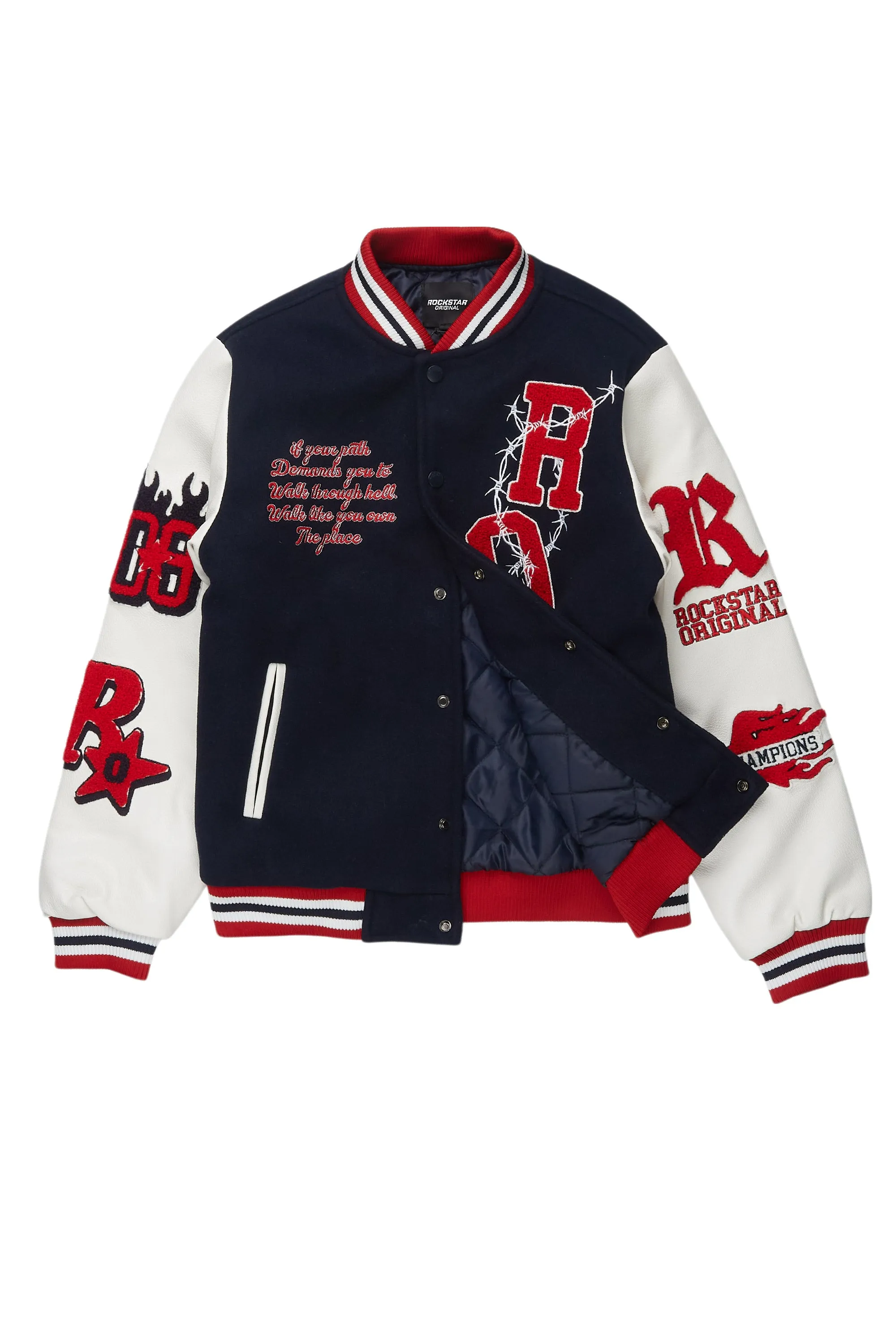 Boys Skoll Navy/White Varsity Jacket sold by Rockstar Original product image thumbnail 2