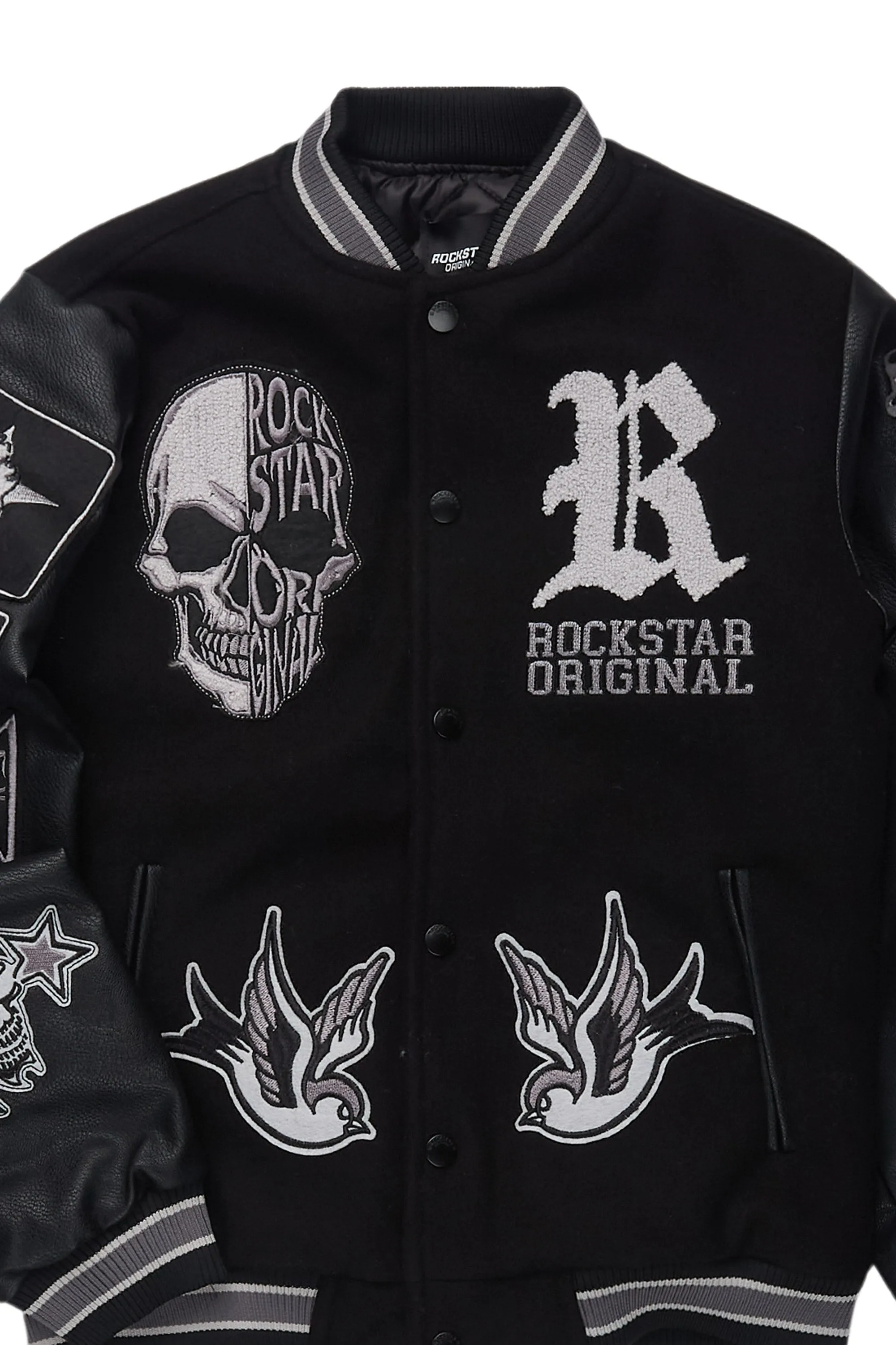 Boys Vidar 2.0 Black Varsity Jacket sold by Rockstar Original product image thumbnail 3