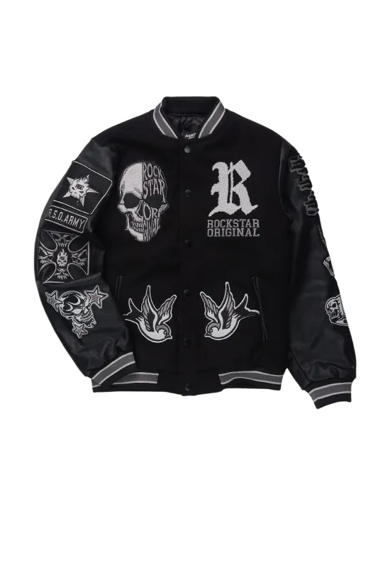 Boys Vidar 2.0 Black Varsity Jacket sold by Rockstar Original