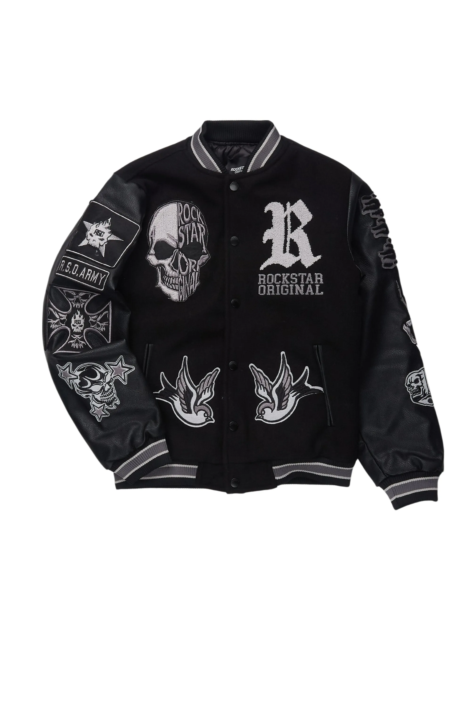 Boys Vidar 2.0 Black Varsity Jacket sold by Rockstar Original