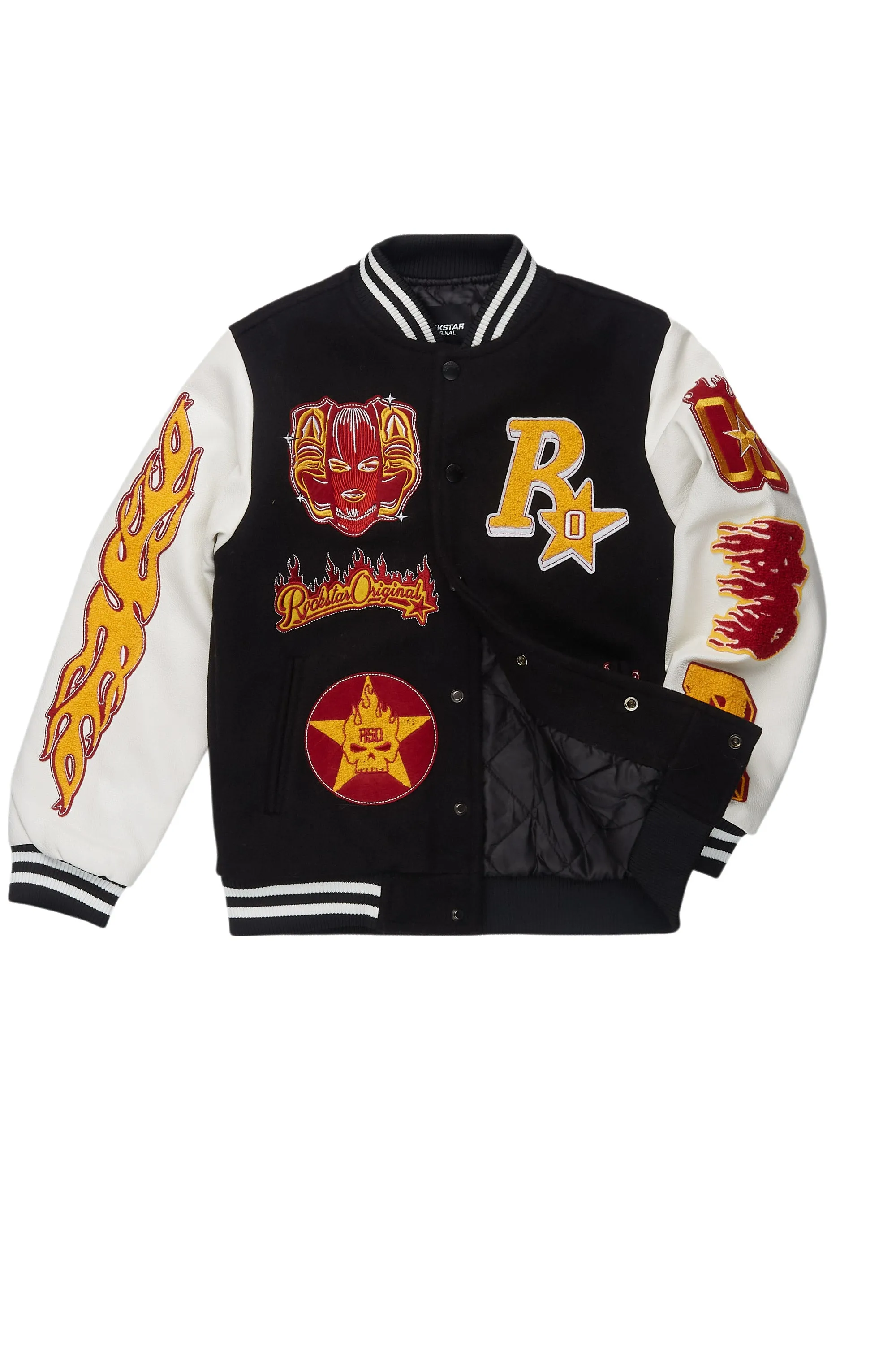 Boys Fio 2.0 Black/White Varsity Jacket sold by Rockstar Original product image thumbnail 2