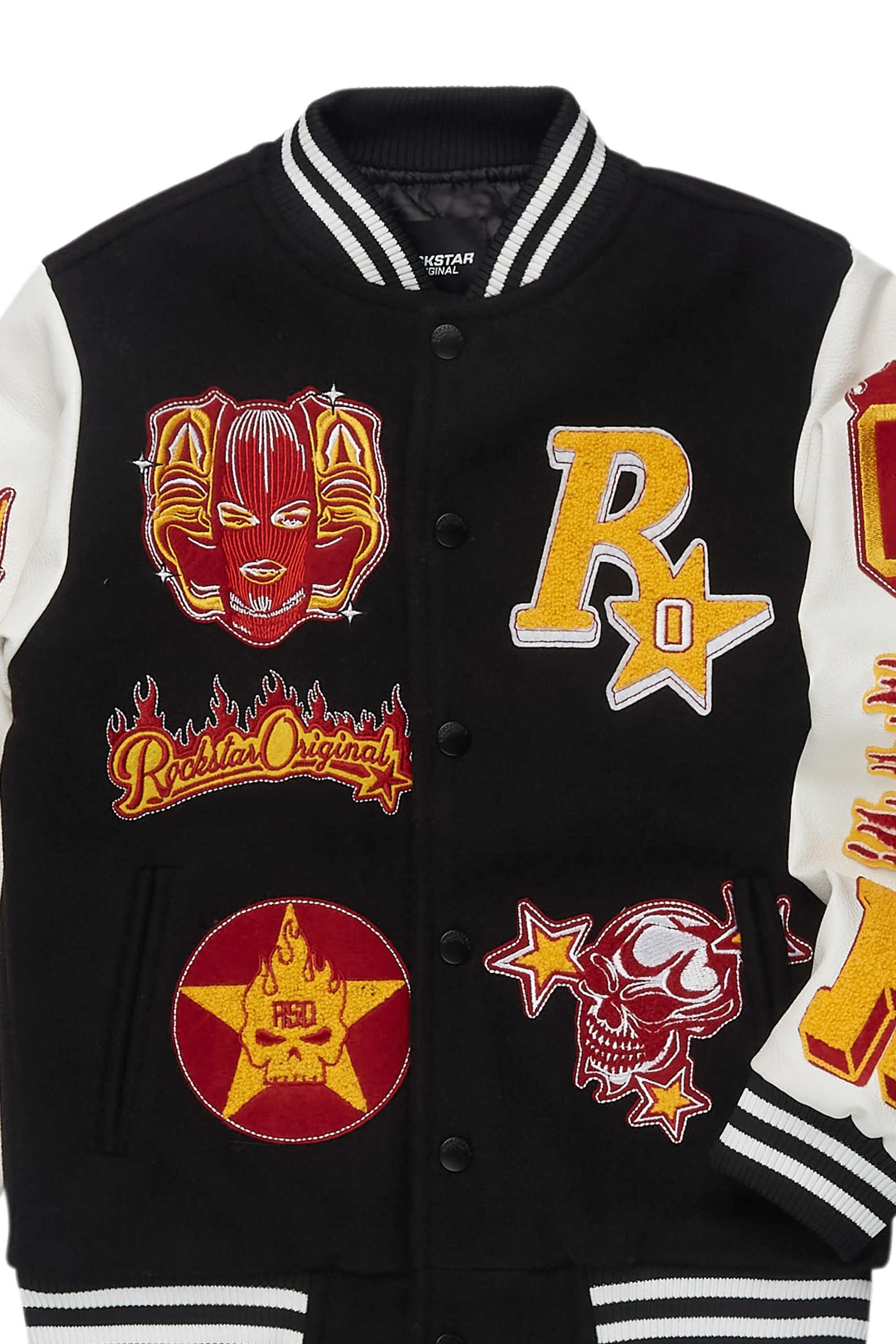 Boys Fio 2.0 Black/White Varsity Jacket sold by Rockstar Original product image thumbnail 3