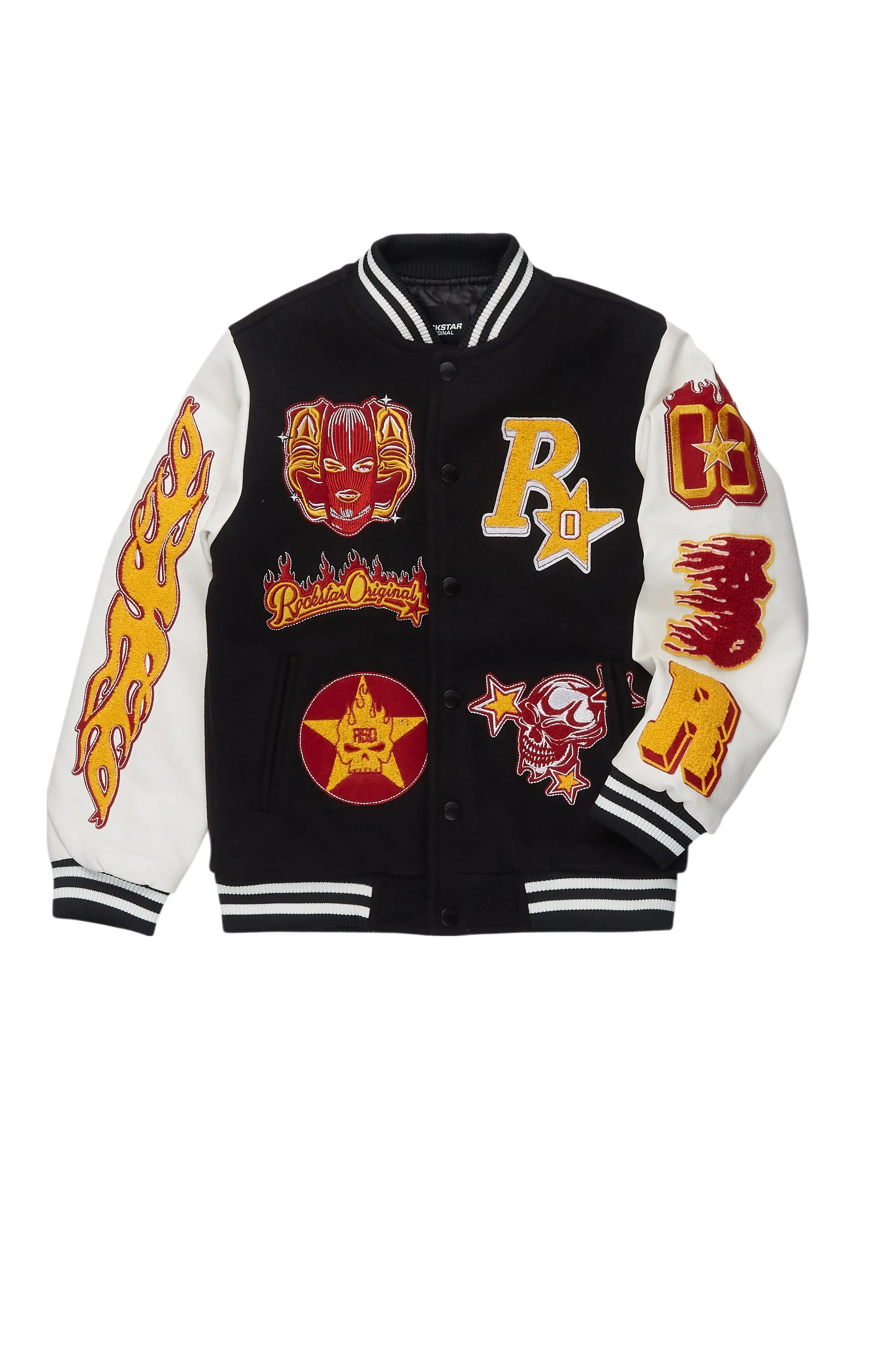 Boys Fio 2.0 Black/White Varsity Jacket sold by Rockstar Original