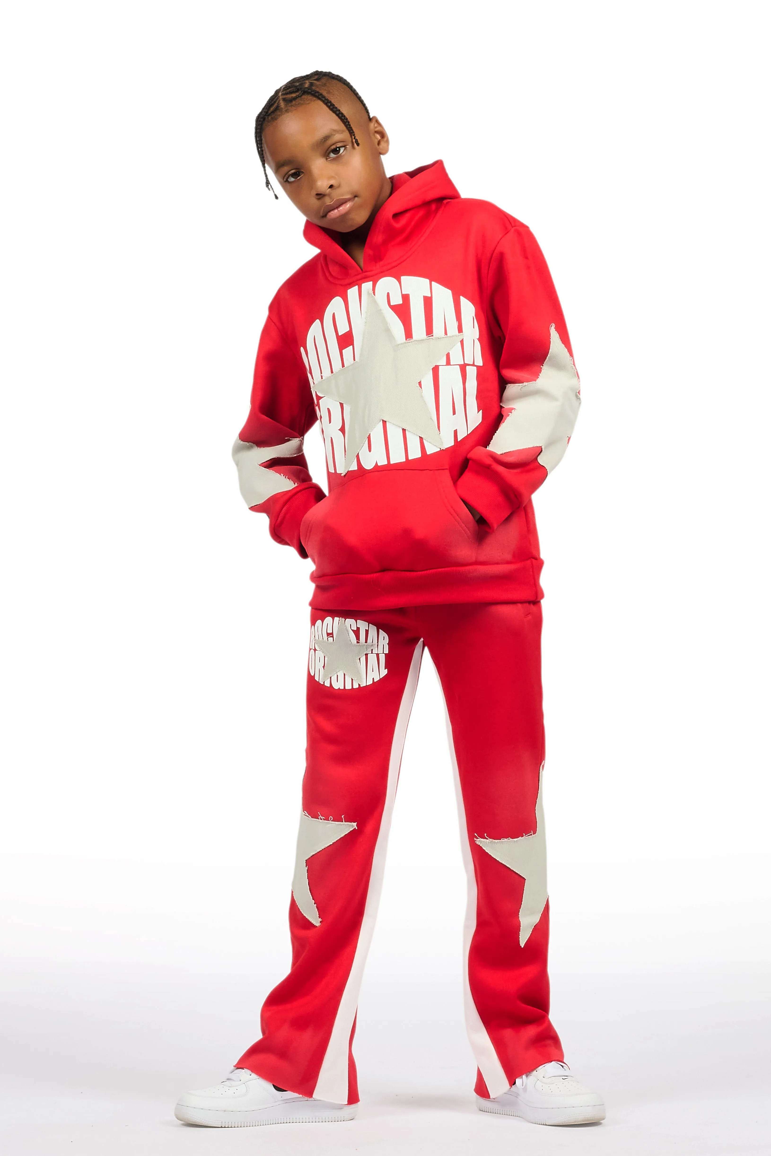 Boys States Red/Heather Grey Stacked Hoodie Track Set sold by Rockstar Original product image thumbnail 4