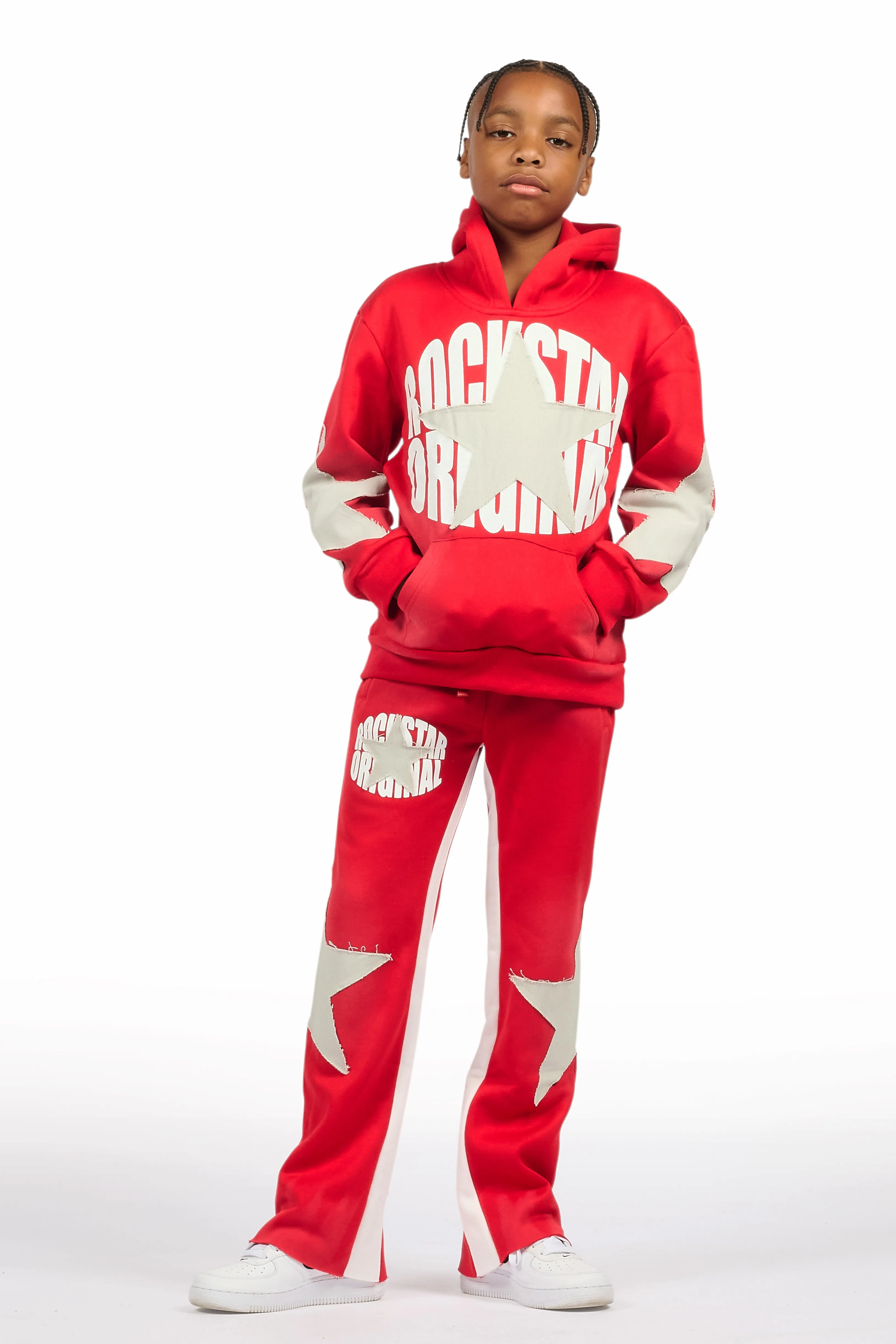 Boys States Red/Heather Grey Stacked Hoodie Track Set sold by Rockstar Original product image thumbnail 2