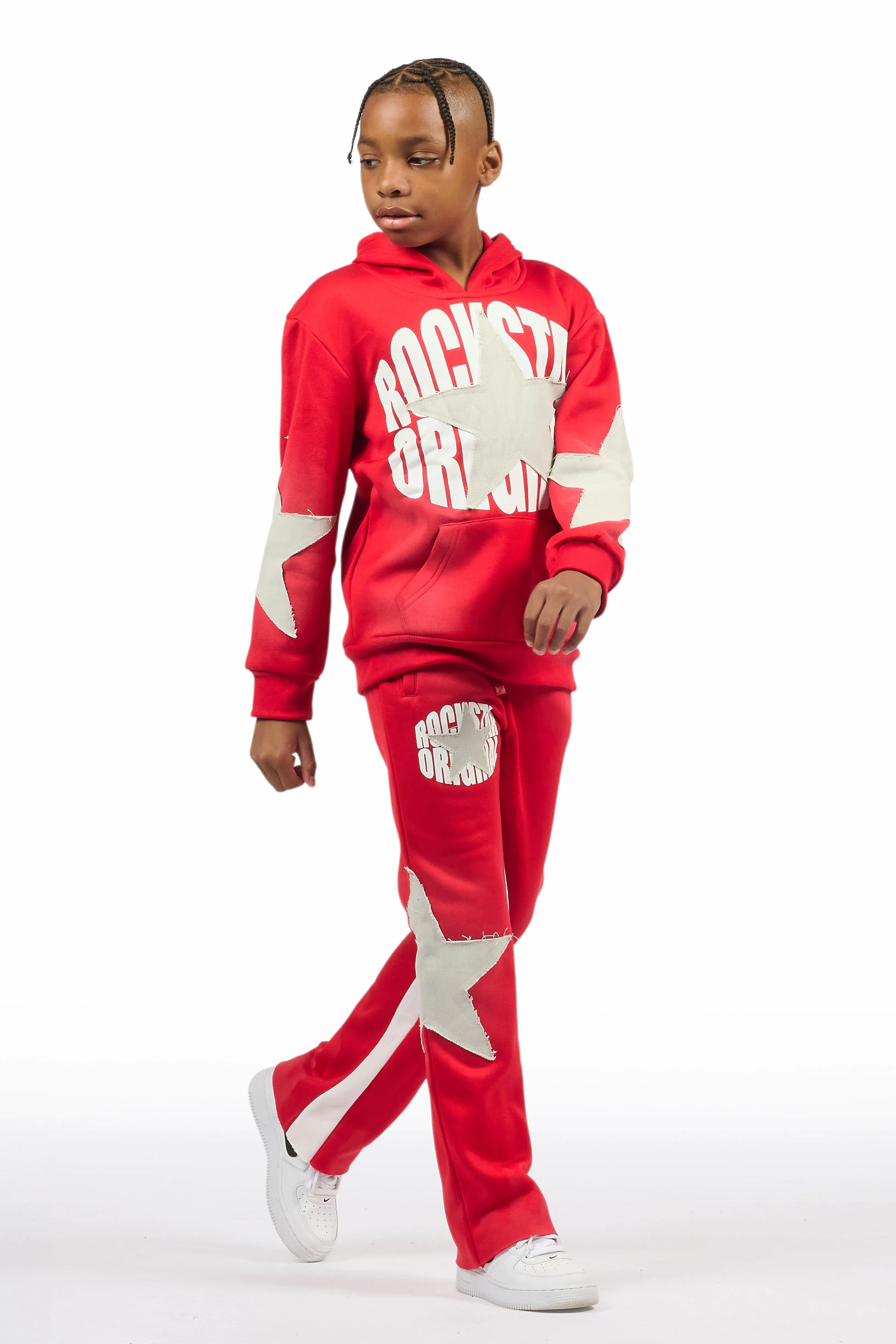 Boys States Red/Heather Grey Stacked Hoodie Track Set sold by Rockstar Original product image thumbnail 5