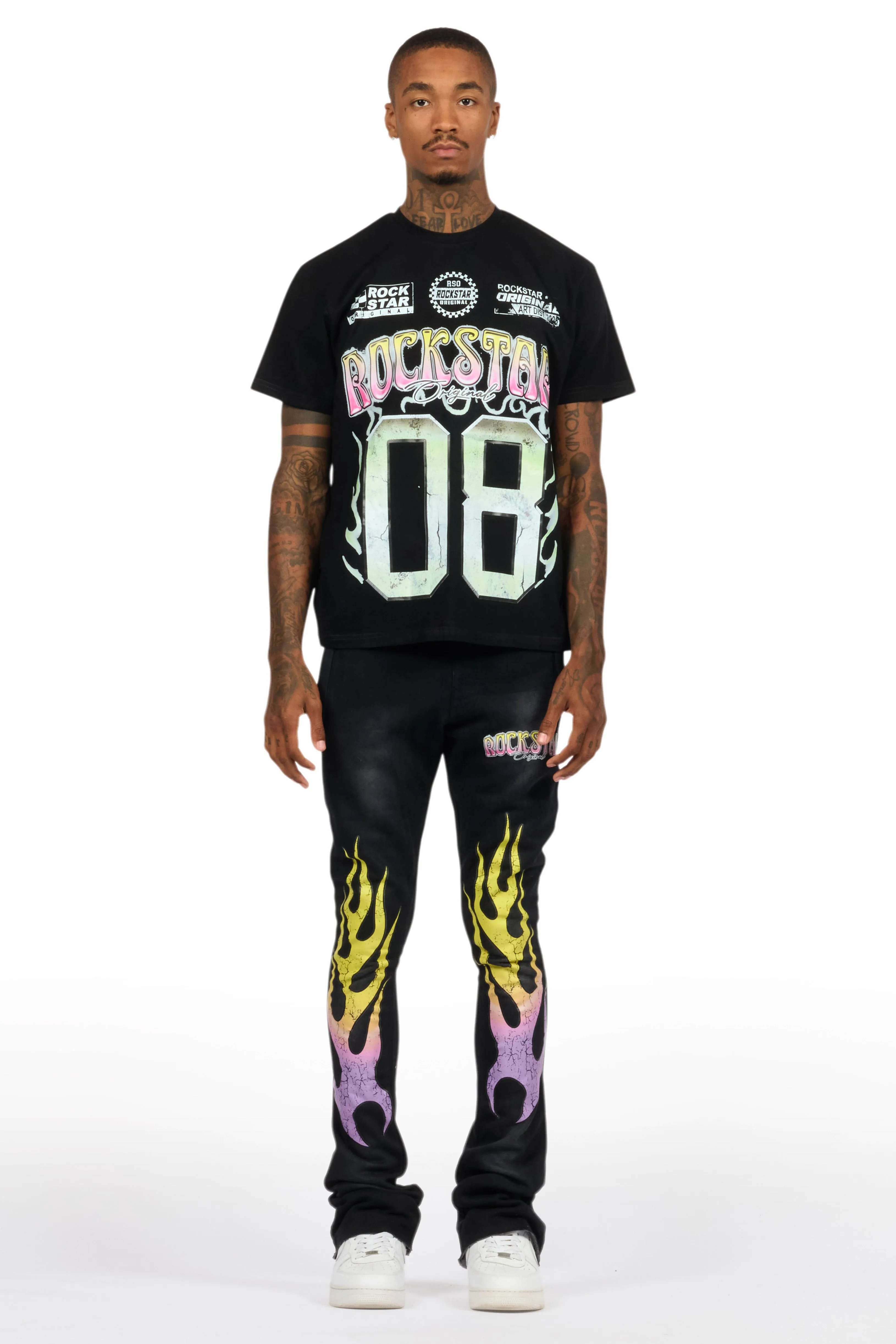 Quito Black T-Shirt/Stacked Flare Track Set sold by Rockstar Original product image thumbnail 2
