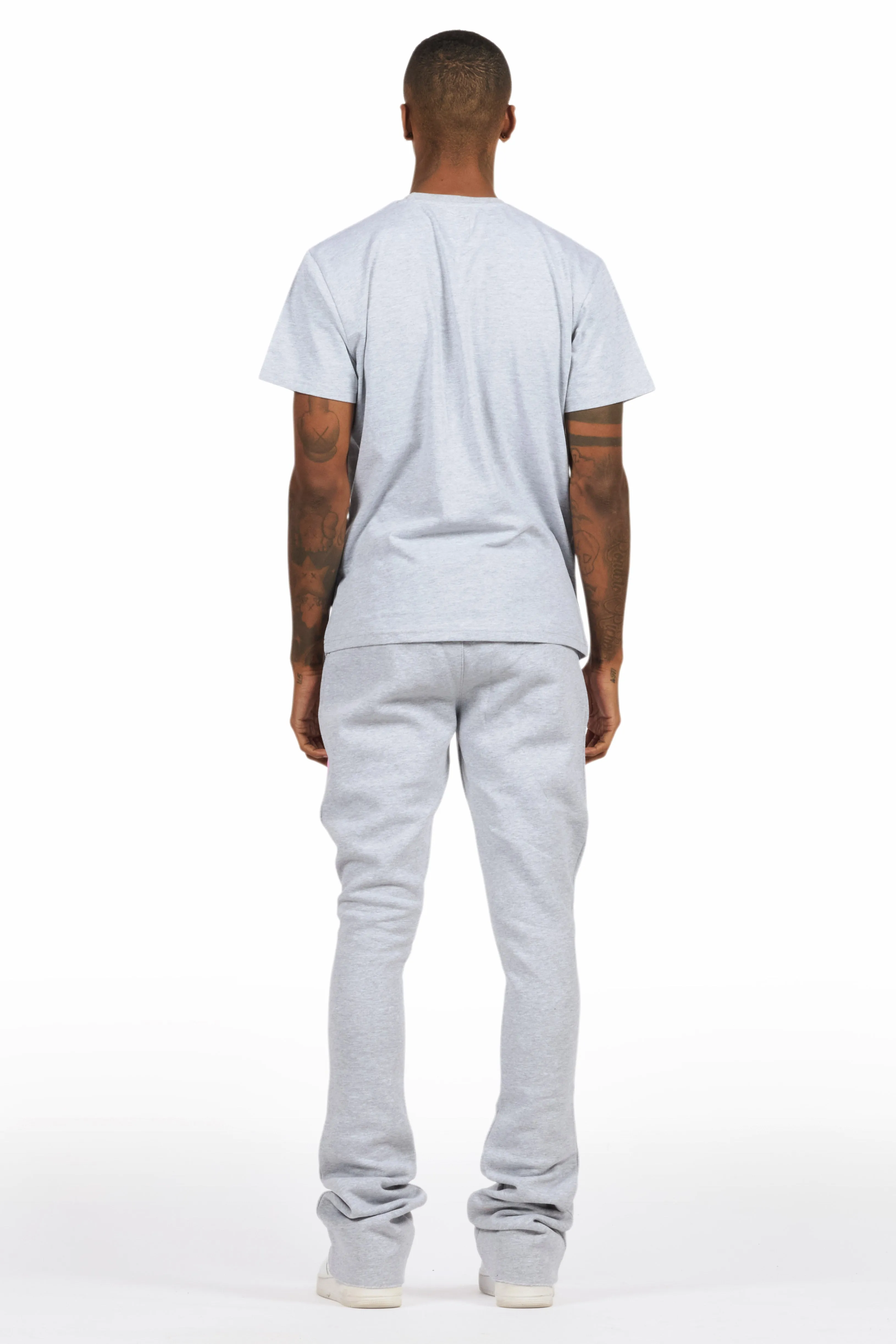 Beno Heather Grey T-Shirt/Stacked Flare Track Set sold by Rockstar Original product image thumbnail 4