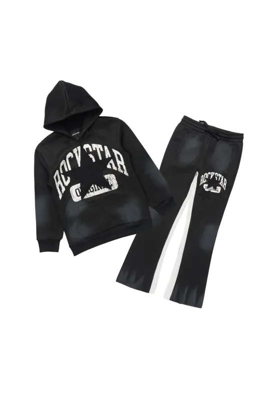 Girls Danika Black Fleece Stacked Track Set sold by Rockstar Original