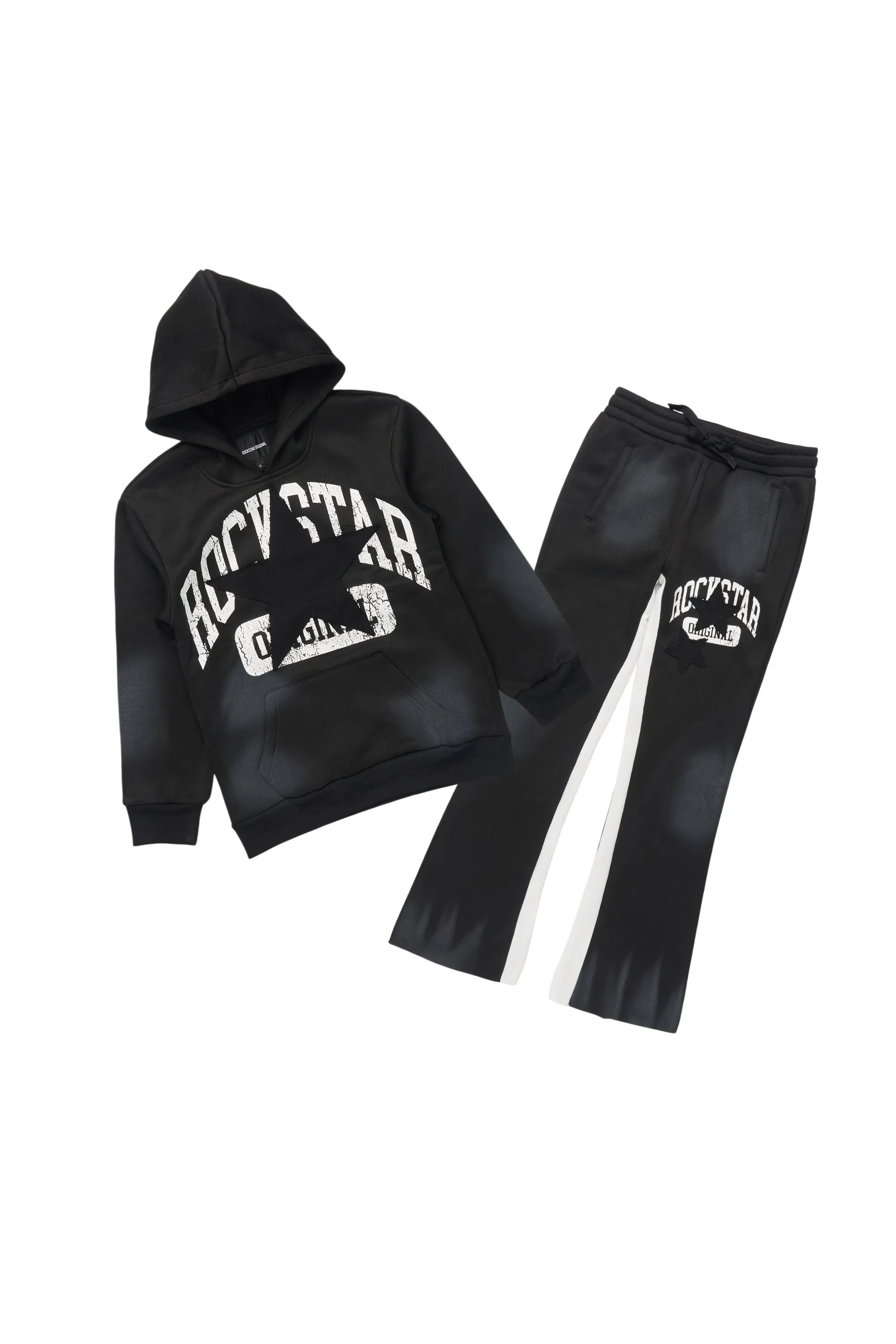 Girls Danika Black Fleece Stacked Track Set sold by Rockstar Original