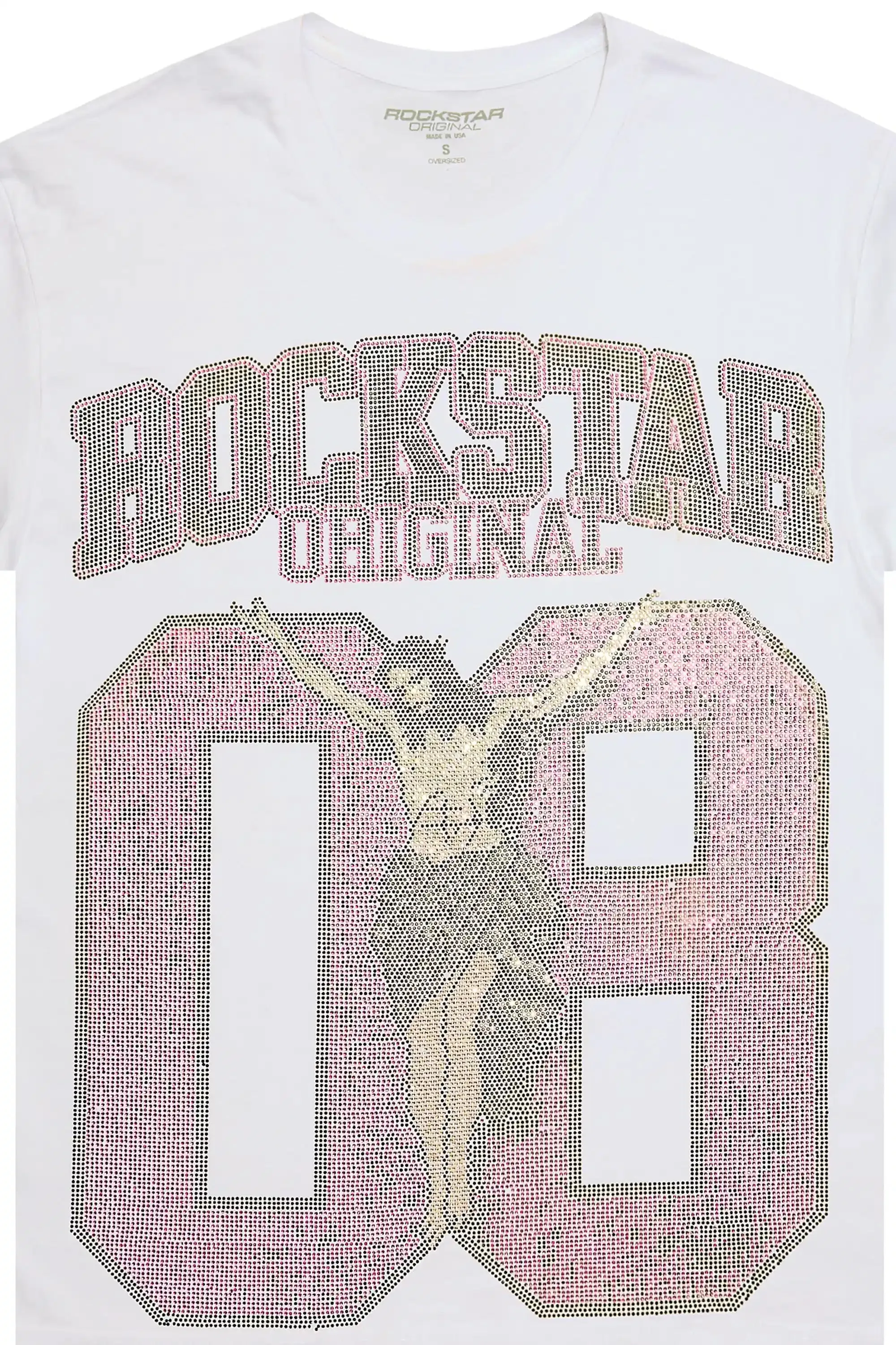 Makalia White/Pink Rhinestone Oversized T-Shirt sold by Rockstar Original product image thumbnail 2