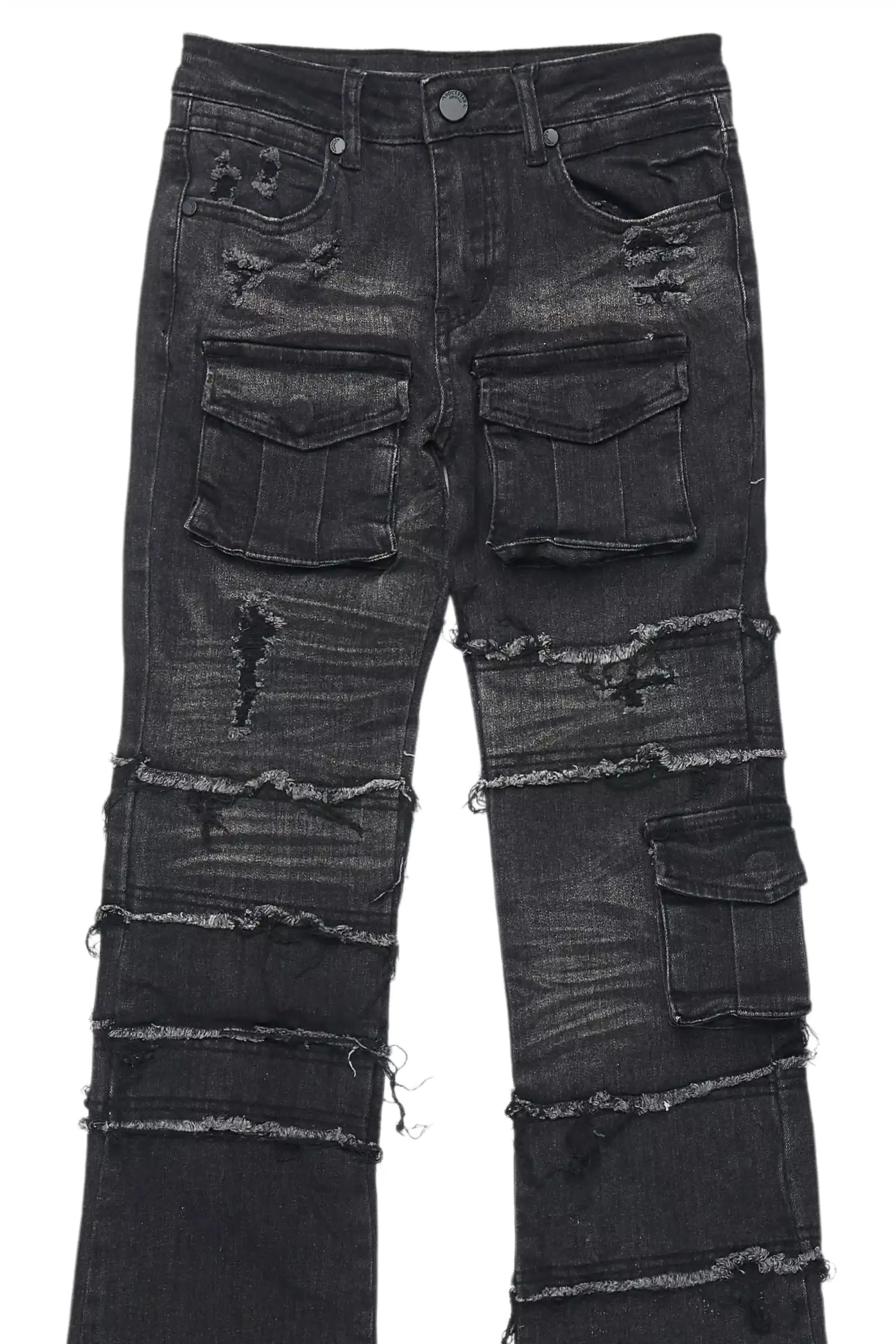 Boys Folant Dark Grey Stacked Flare Jean sold by Rockstar Original product image thumbnail 2