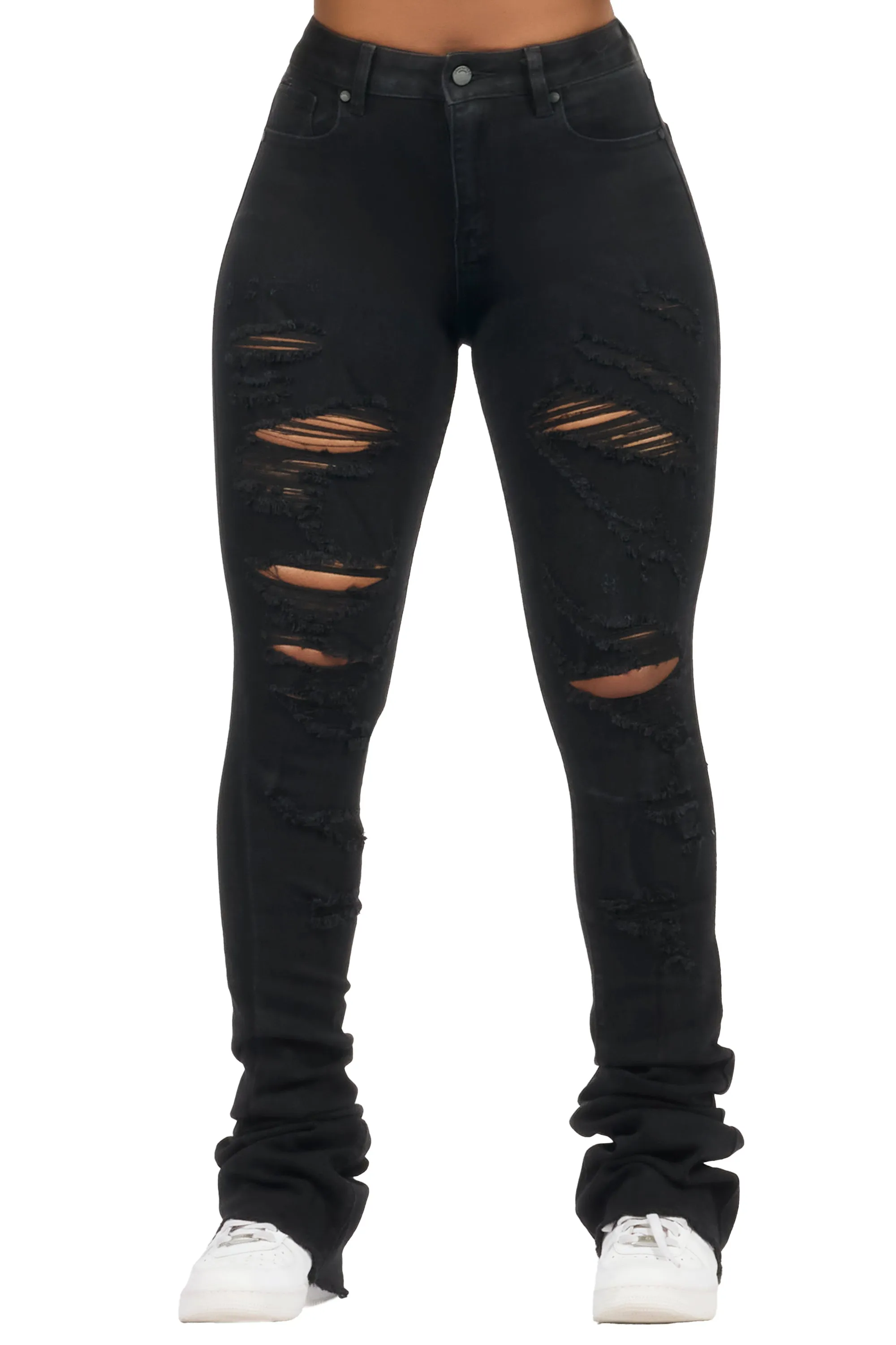 Teyja Black Distressed Super Stacked Jean sold by Rockstar Original product image thumbnail 2