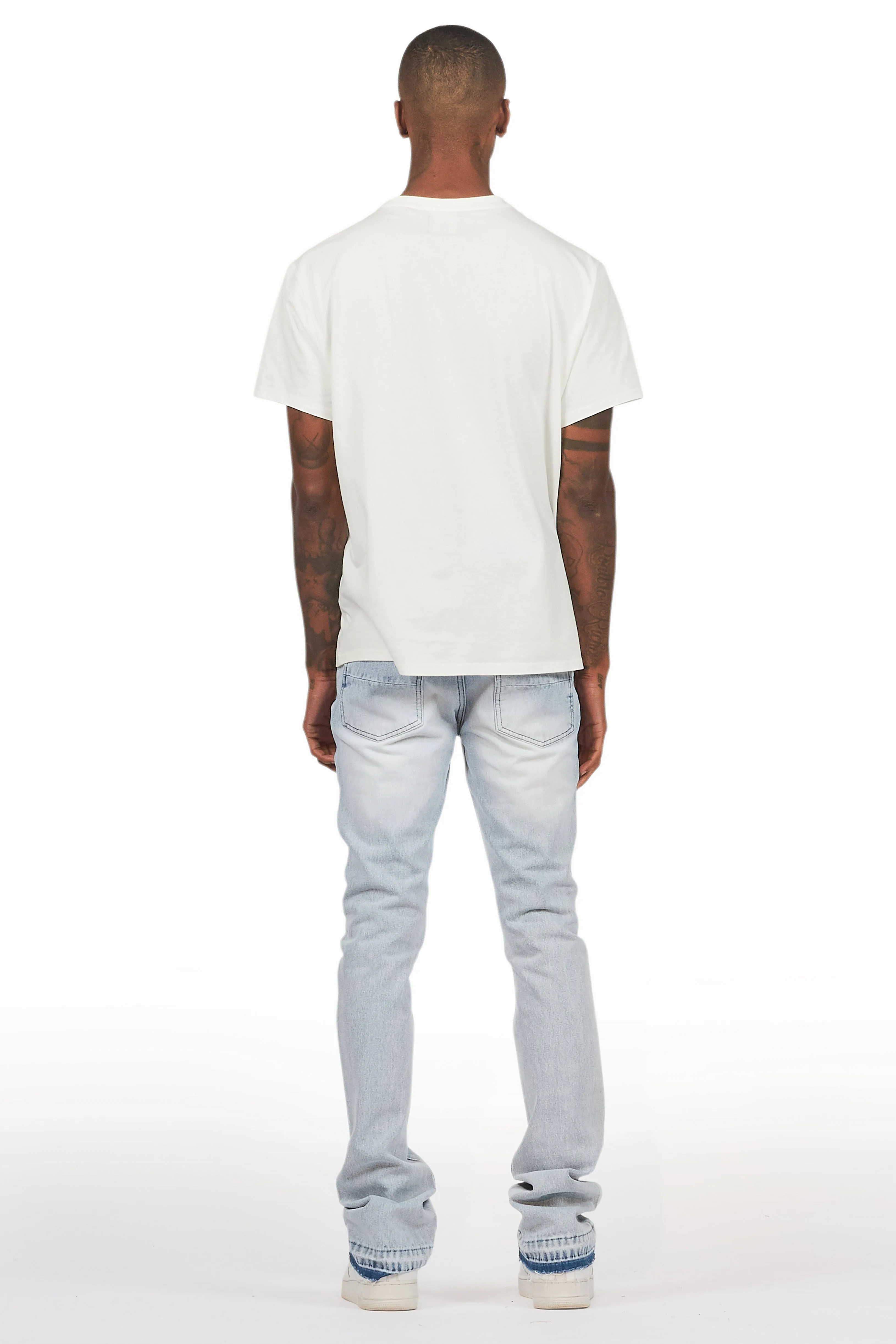 Kama Light Blue Rhinestone Stacked Flare Jean sold by Rockstar Original product image thumbnail 5