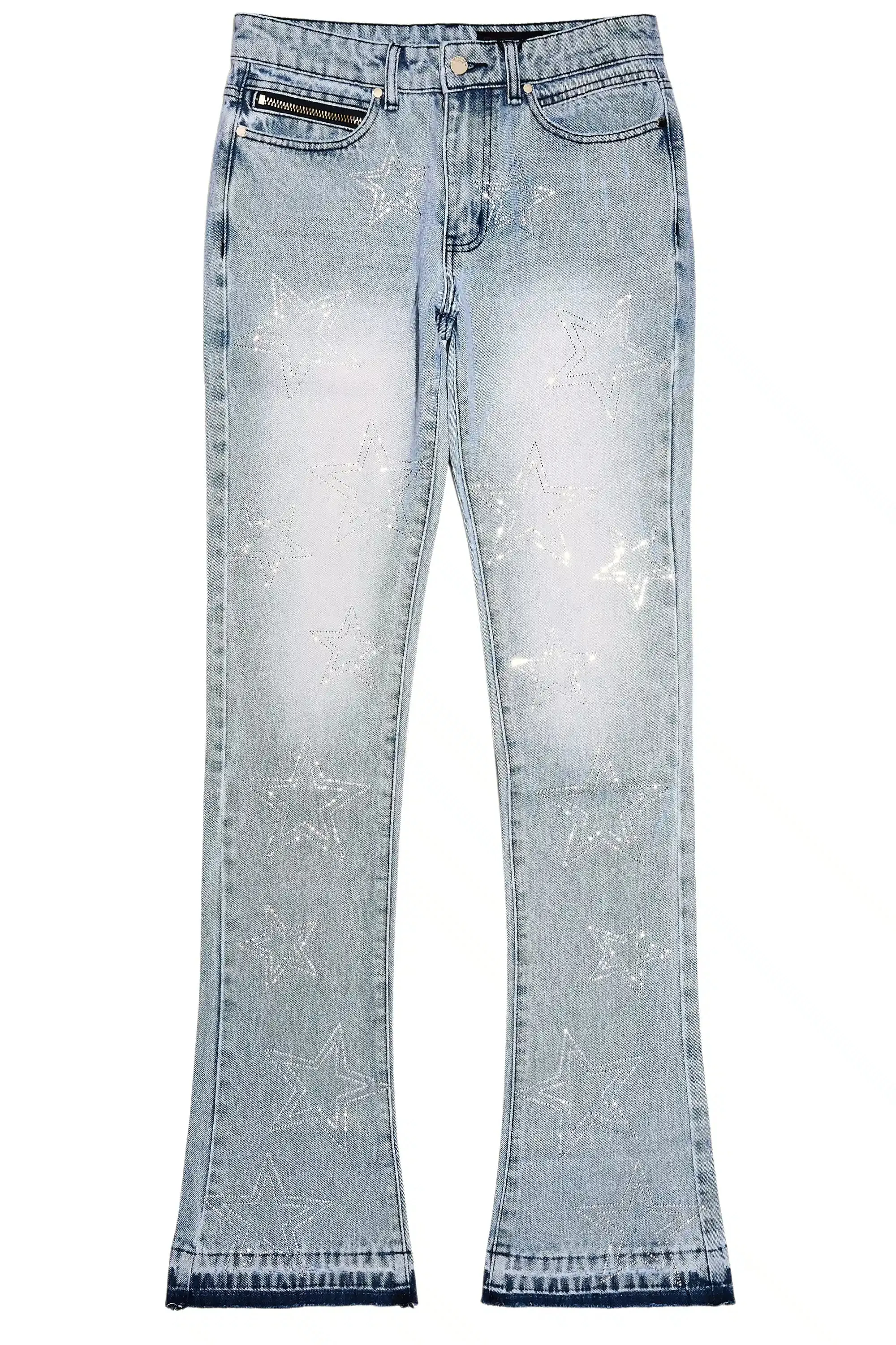 Kama Light Blue Rhinestone Stacked Flare Jean sold by Rockstar Original product image thumbnail 2