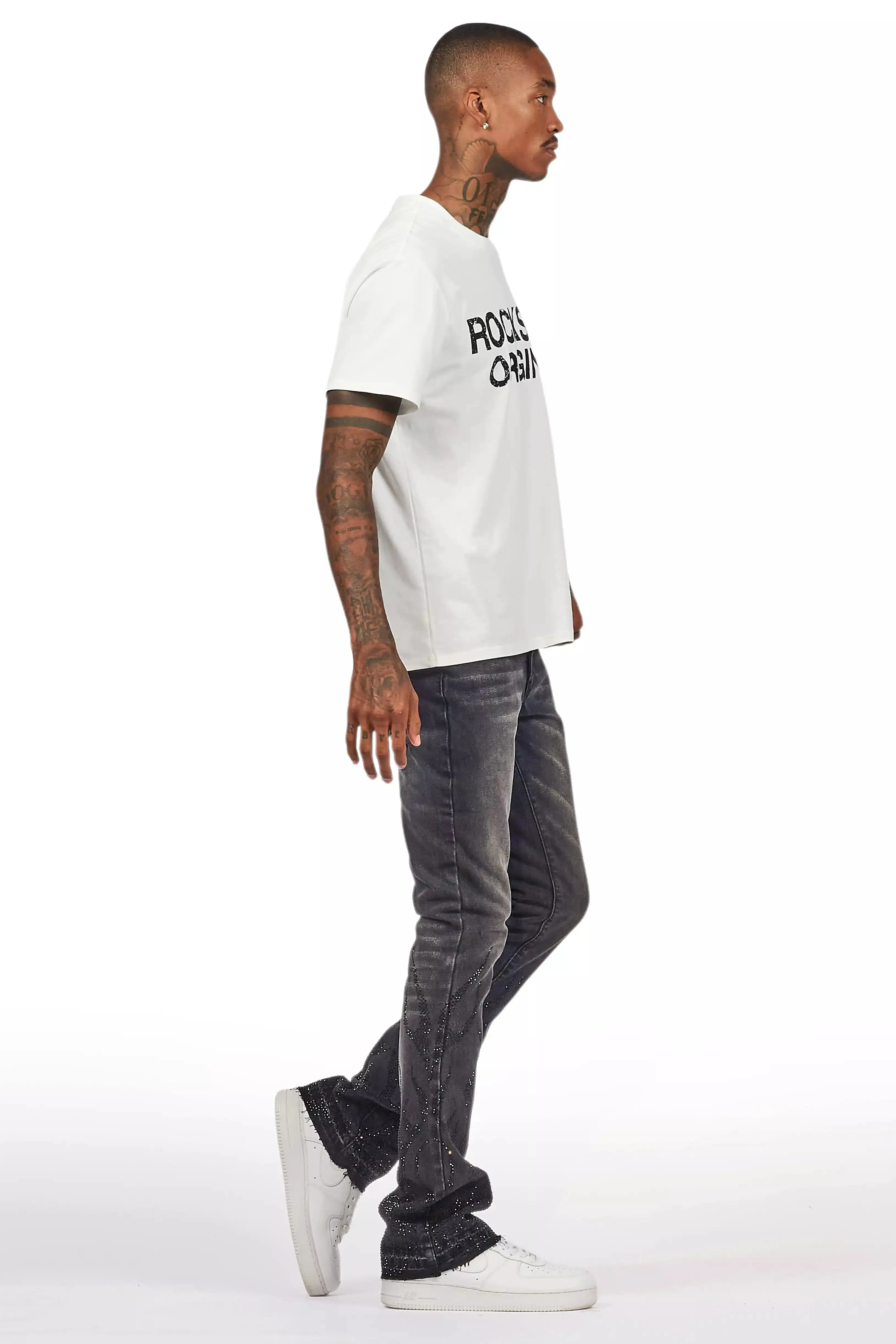 Machete Dark Grey Stacked Flare Jean sold by Rockstar Original product image thumbnail 4