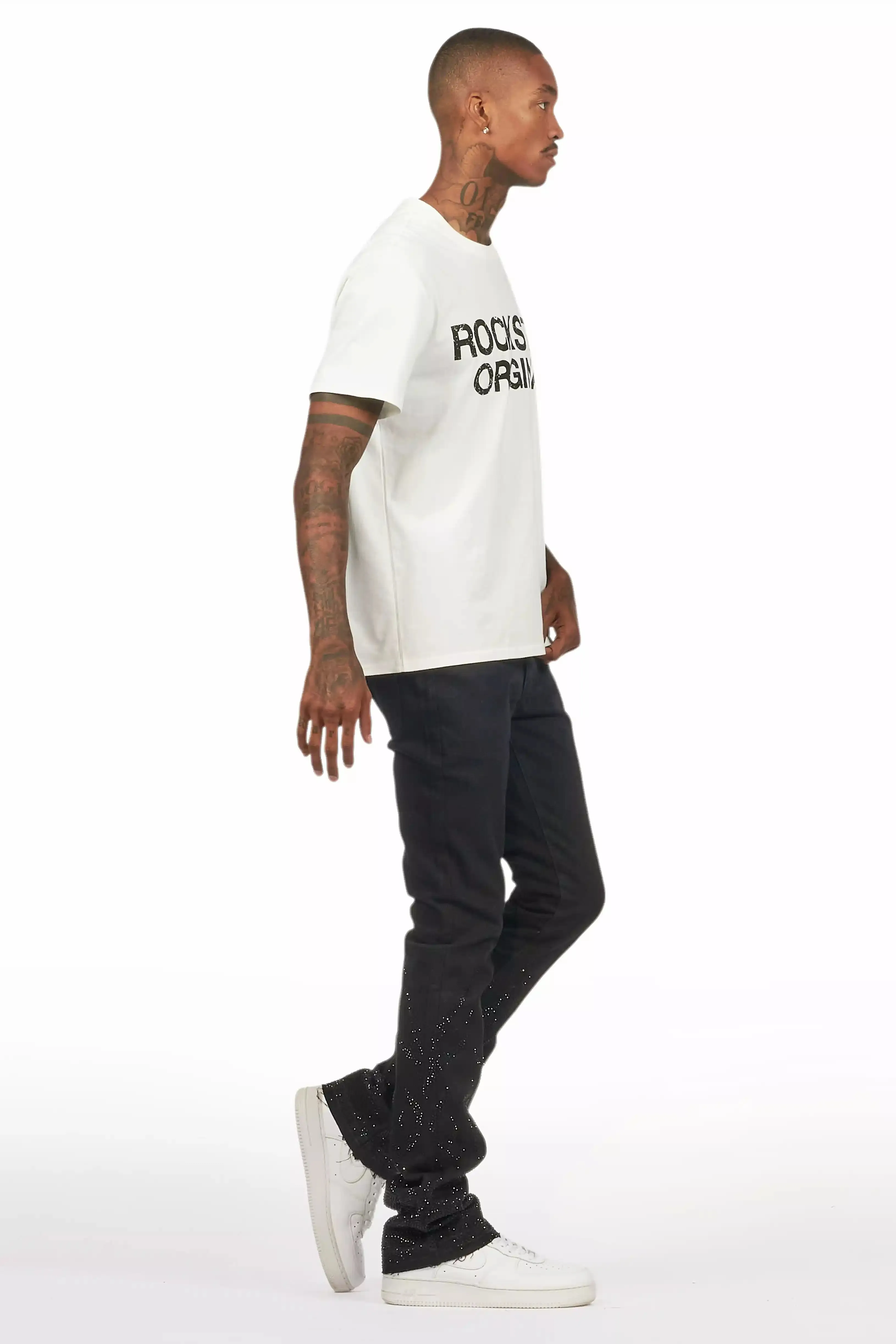 Machete Jet Black Rhinestone Stacked Flare Jean sold by Rockstar Original product image thumbnail 4