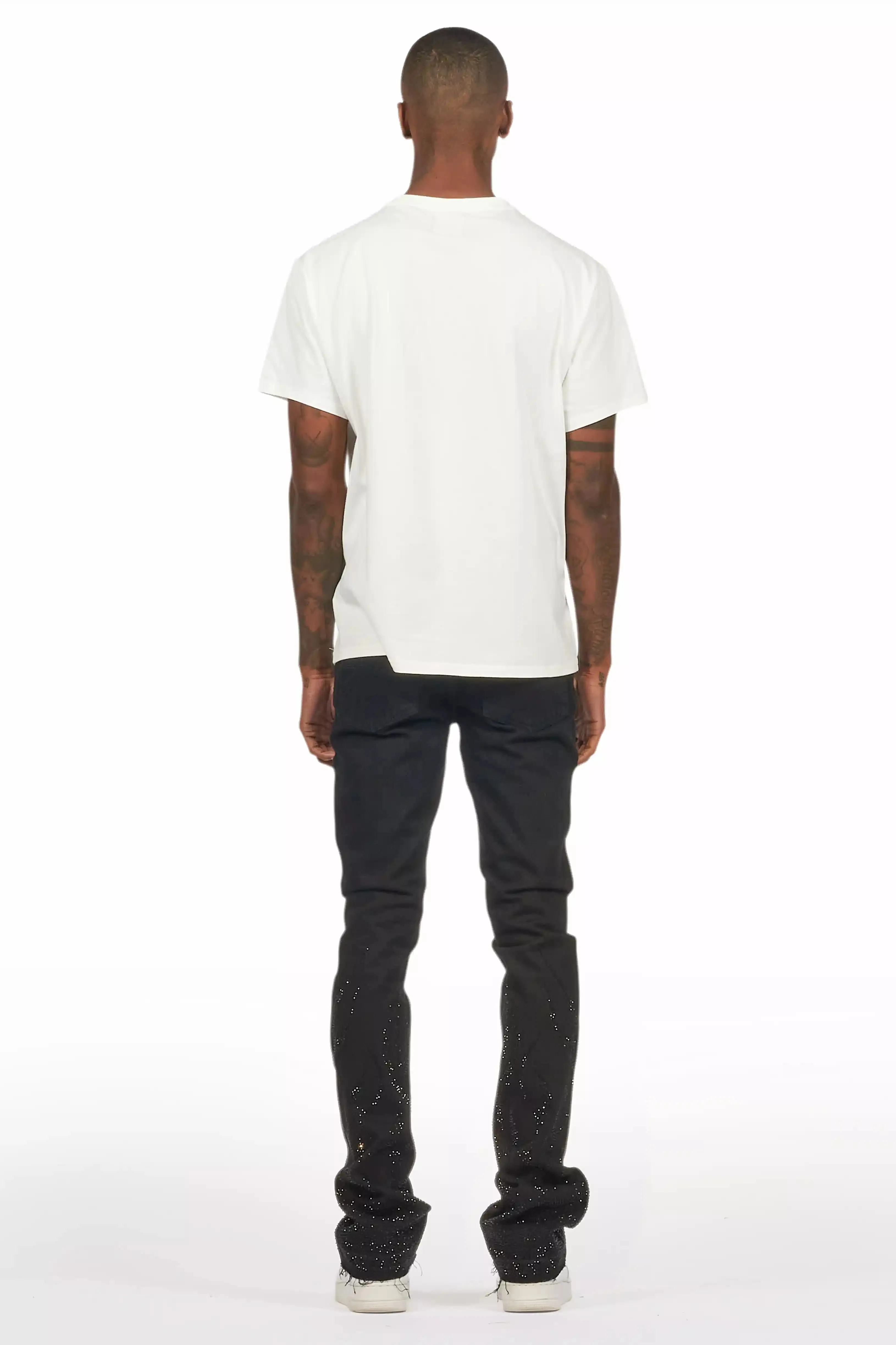 Machete Jet Black Rhinestone Stacked Flare Jean sold by Rockstar Original product image thumbnail 5