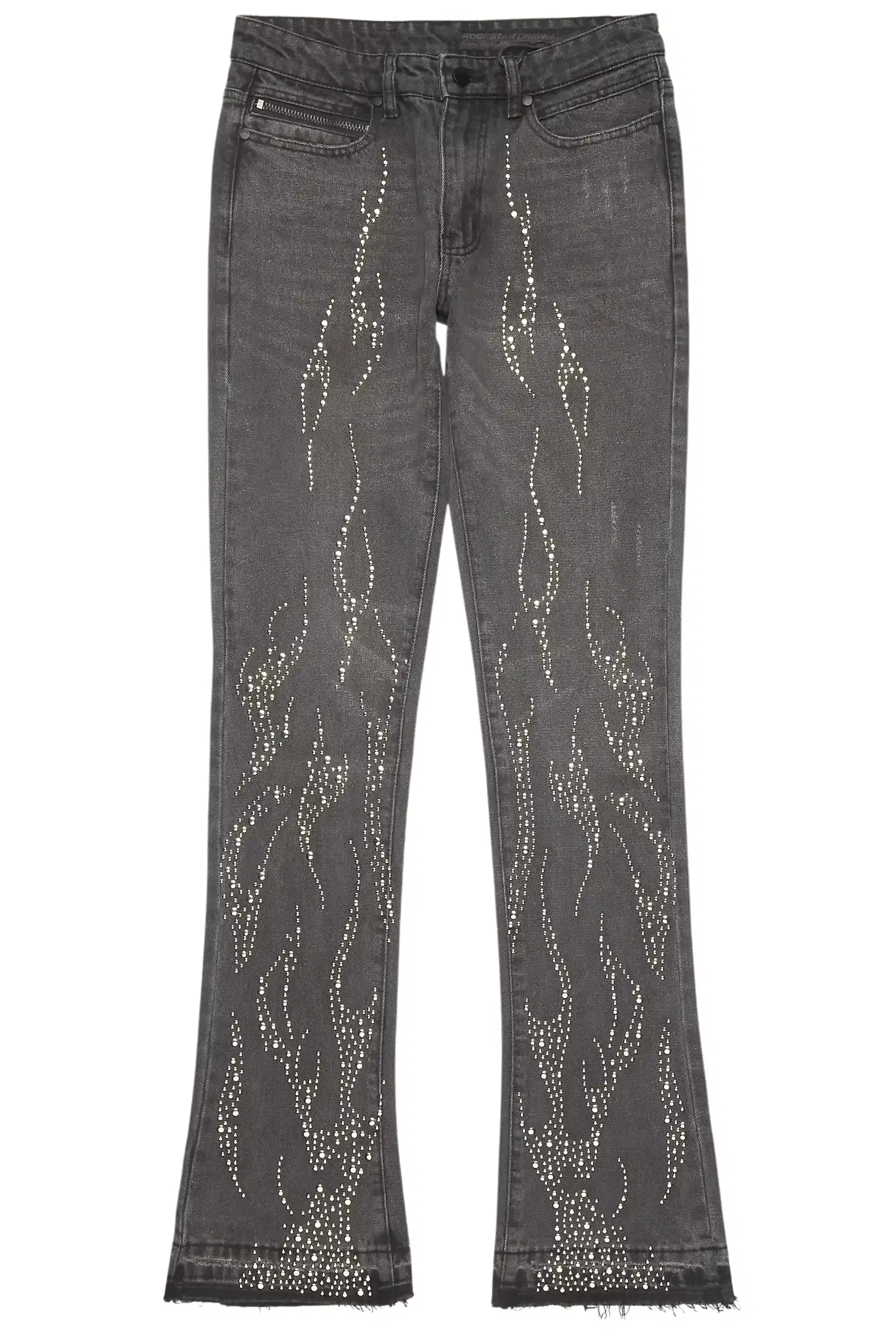 Tachi Dark Grey Rhinestone Stacked Flare Jean sold by Rockstar Original product image thumbnail 2