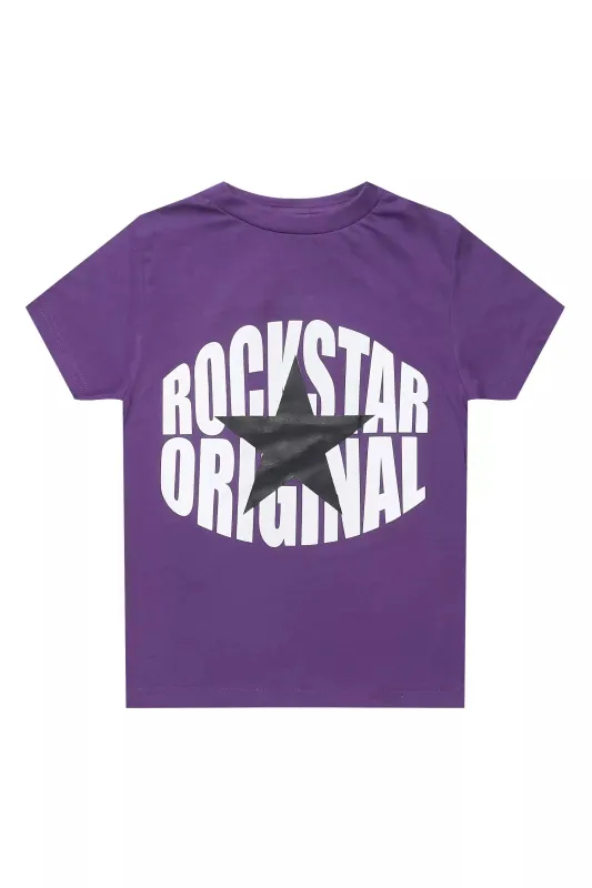 Boys Ezra Purple/White Graphic T-Shirt sold by Rockstar Original