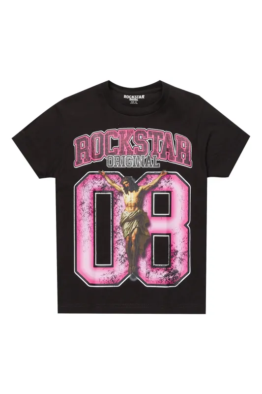 Boys Fields Black/Pink Graphic T-Shirt sold by Rockstar Original