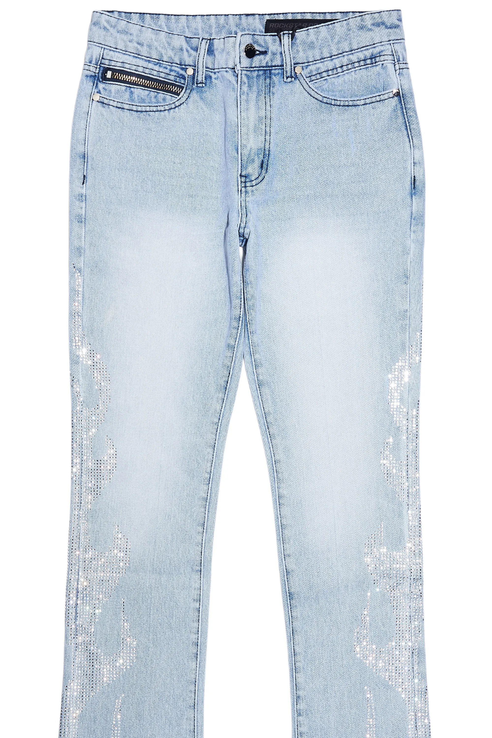 Jian Light Blue Rhinestone Stacked Flare Jean sold by Rockstar Original product image thumbnail 2