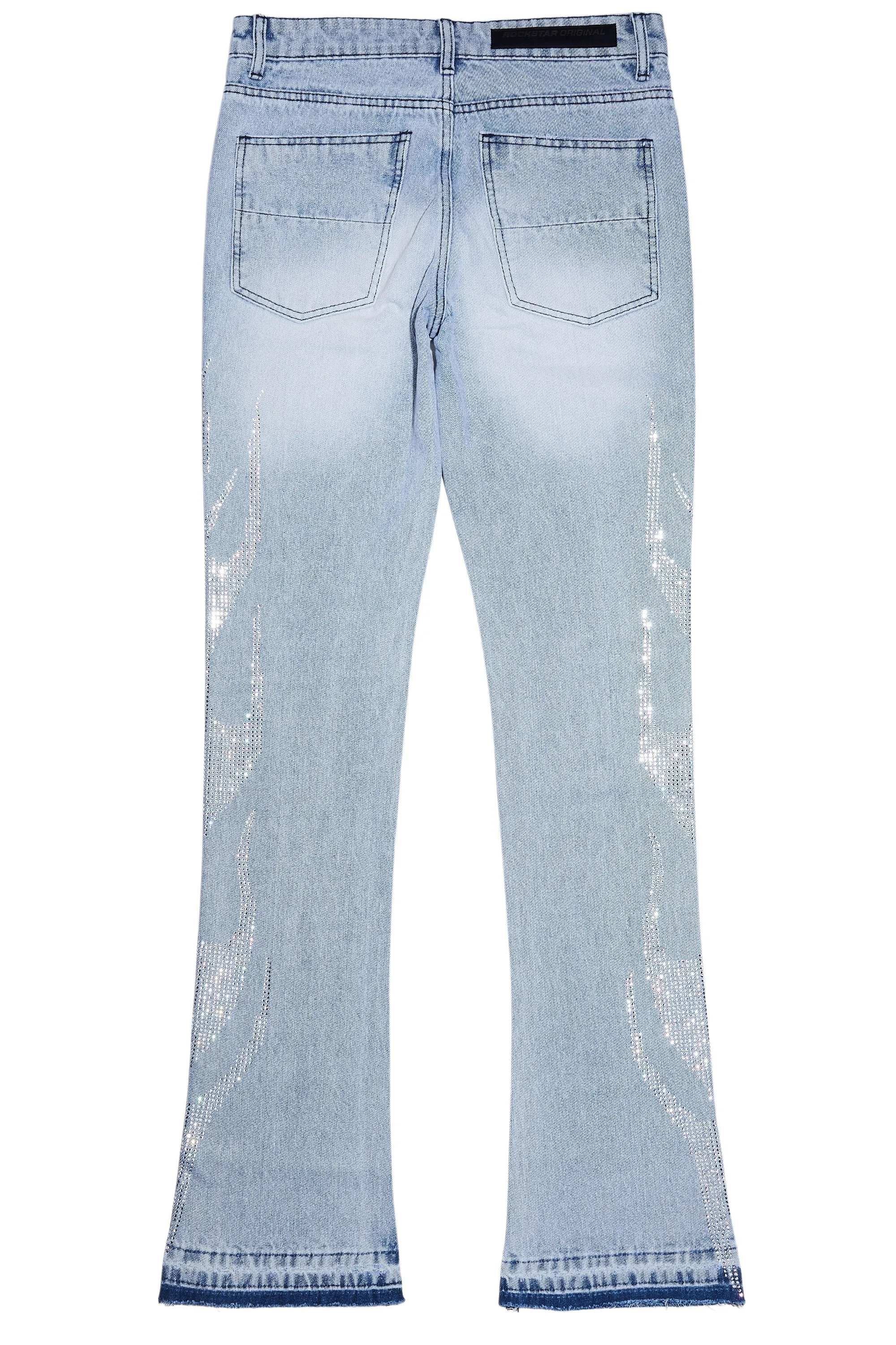 Jian Light Blue Rhinestone Stacked Flare Jean sold by Rockstar Original product image thumbnail 3
