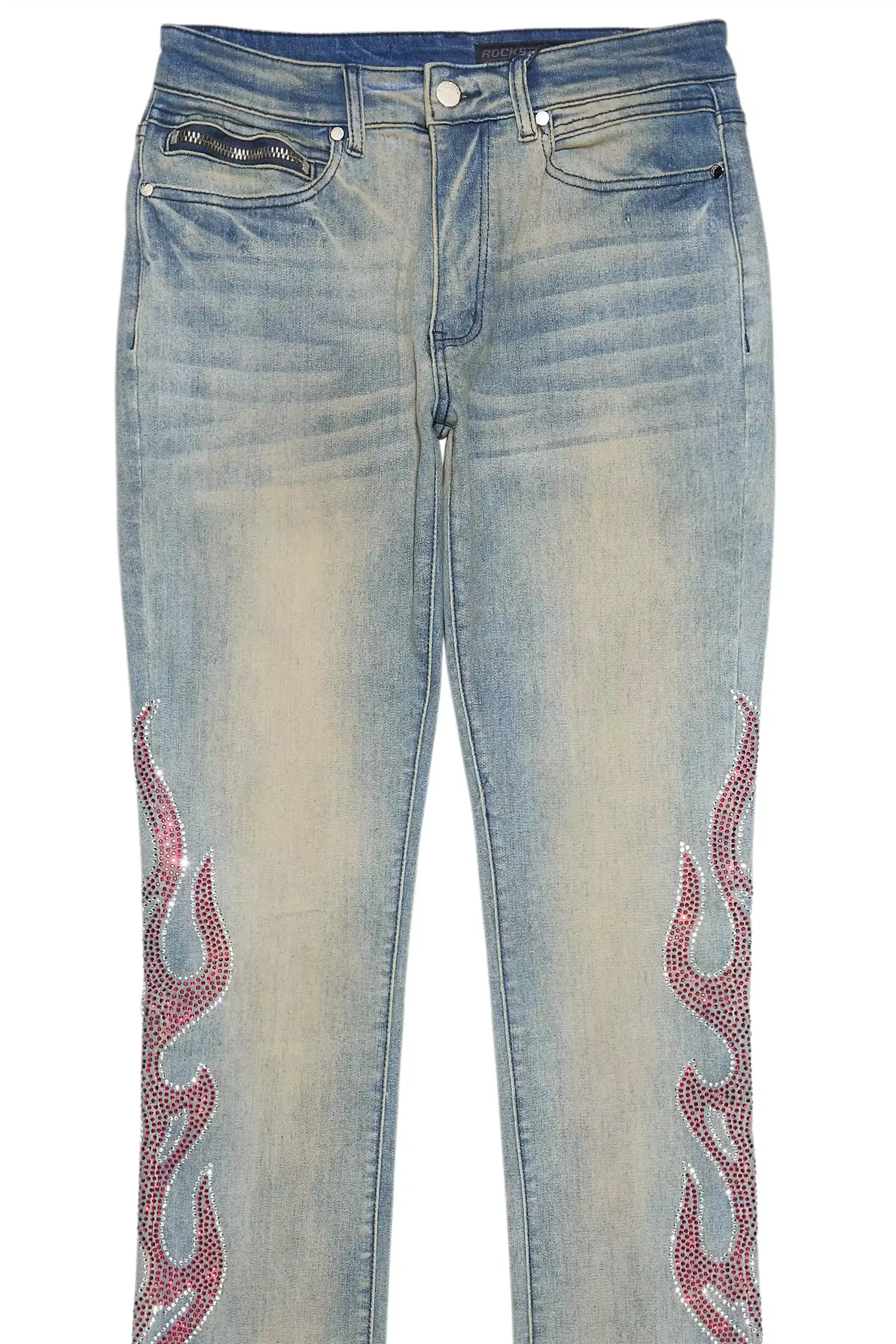 Sword Vintage Blue Rhinestone Stacked Flare Jean sold by Rockstar Original product image thumbnail 2