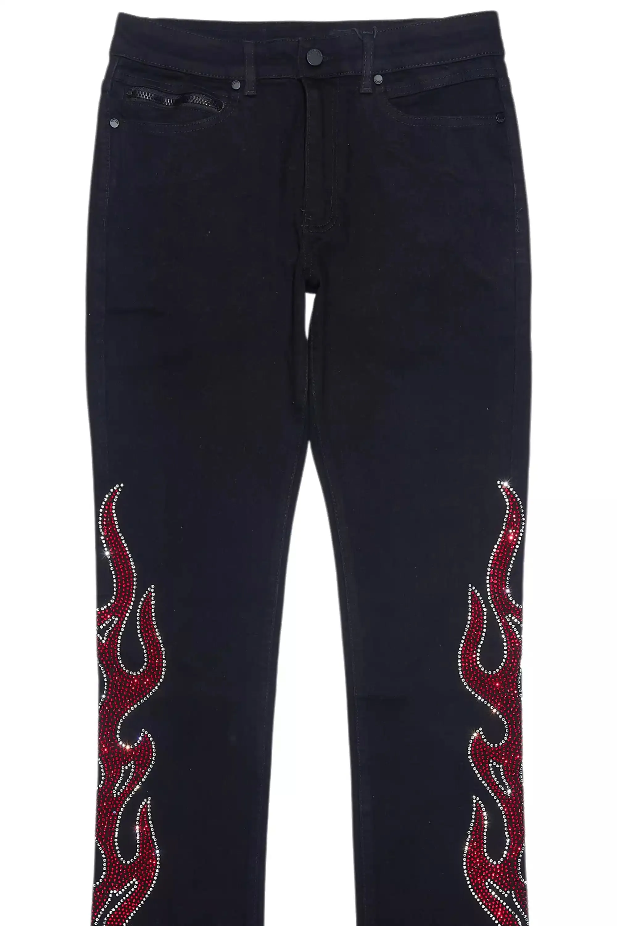 Sword Jet Black Rhinestone Stacked Flare Jean sold by Rockstar Original product image thumbnail 2