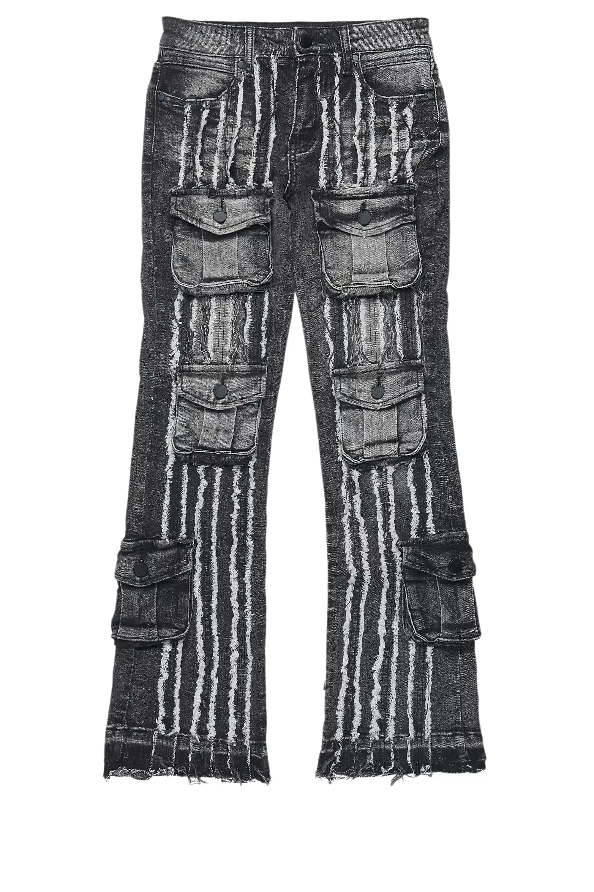Boys Frey Black Stacked Flare Jean sold by Rockstar Original