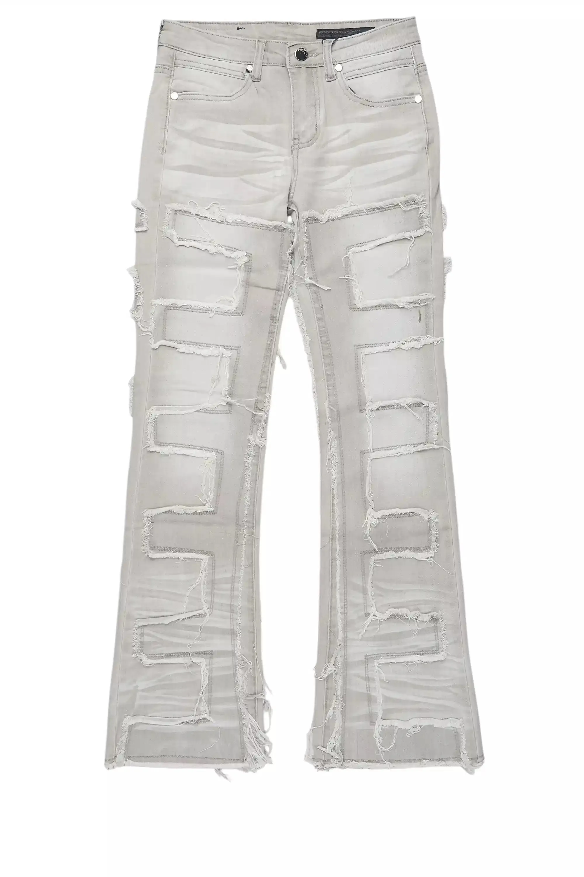 Boys Shake Light Grey Stacked Flare Jean sold by Rockstar Original