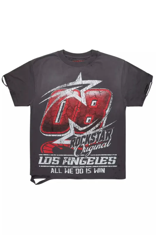 Kastell Vintage Grey Oversized Distressed Graphic T-Shirt made by Rockstar Original