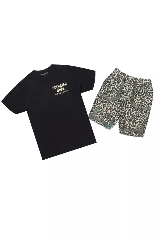 Jelissa Black/Beige T-Shirt Short Set sold by Rockstar Original