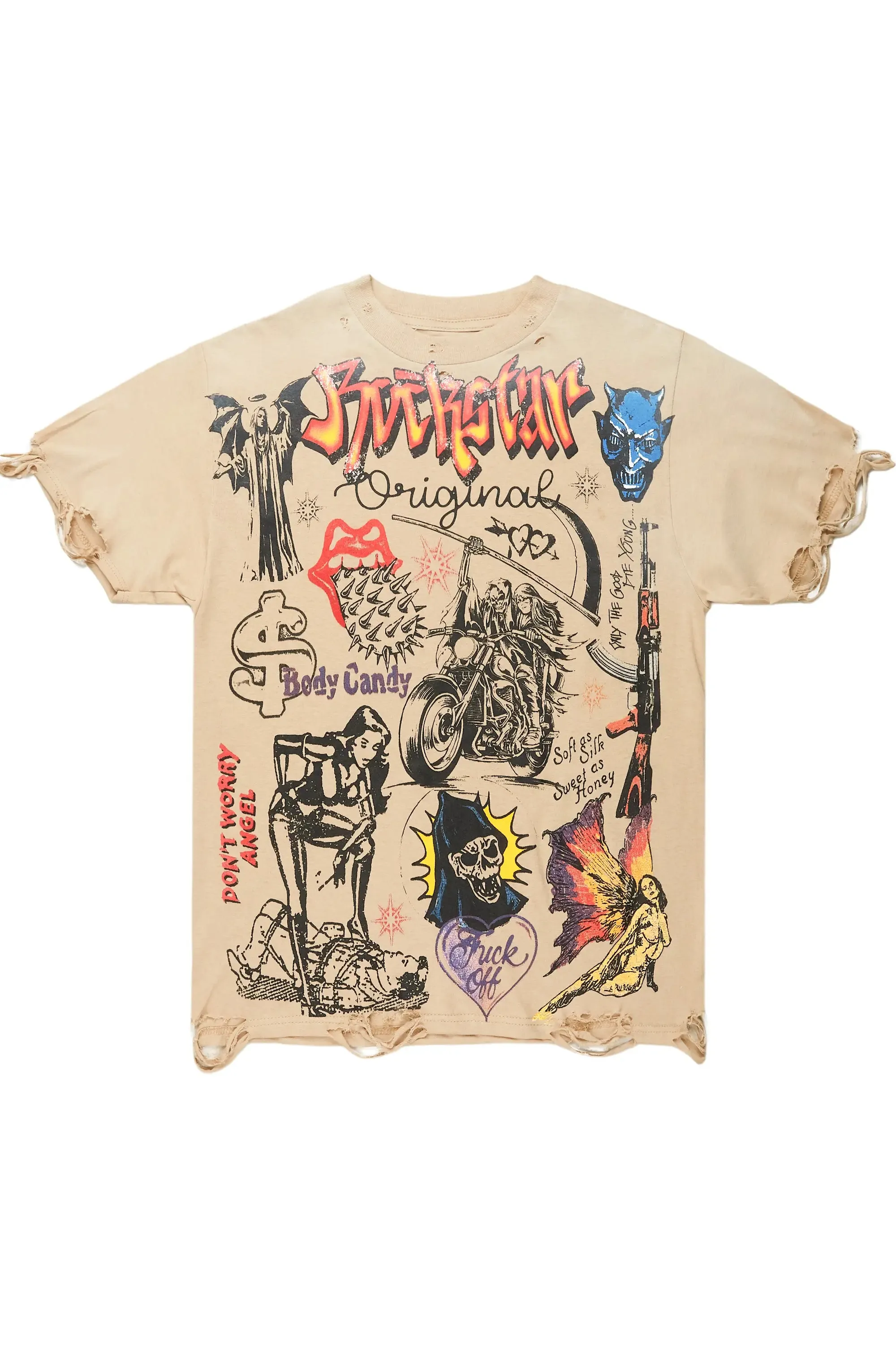 Daisia Beige Oversized T-Shirt sold by Rockstar Original