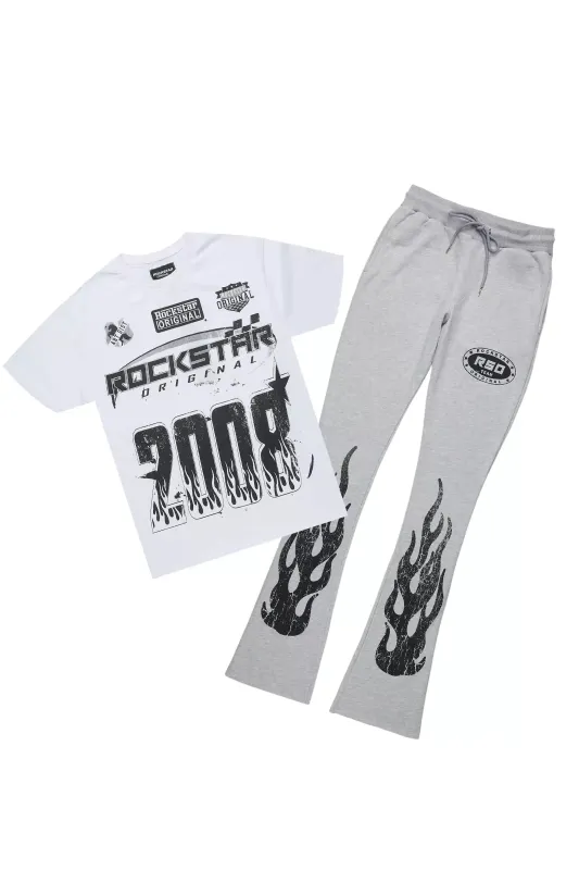Amos Heather Grey T-Shirt/Stacked Flare Track Set sold by Rockstar Original