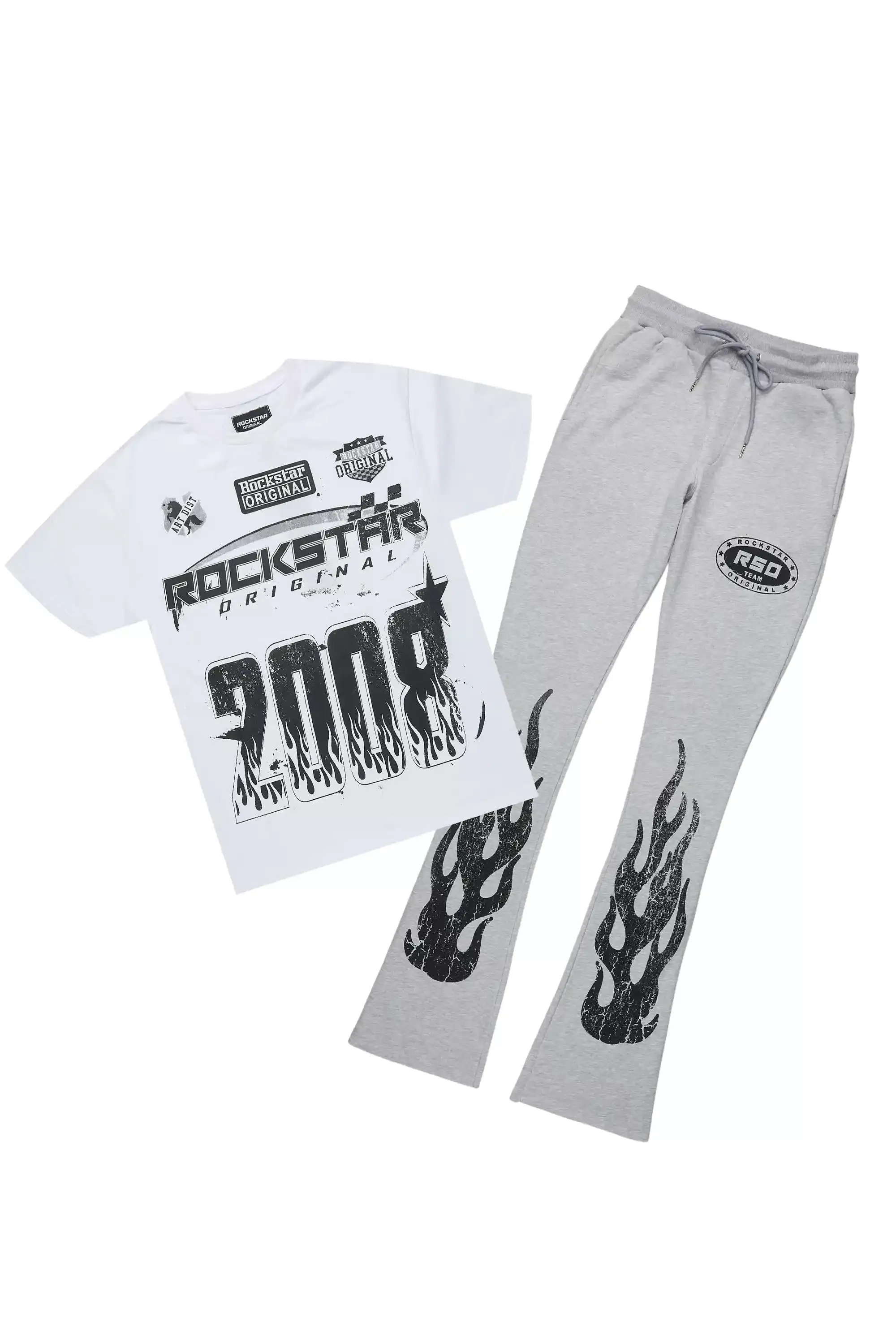 Amos Heather Grey T-Shirt/Stacked Flare Track Set sold by Rockstar Original
