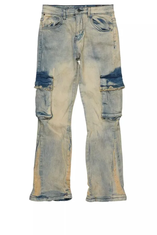 Boys Cermer Vintage Light Blue Flare Cargo Jean sold by Rockstar Original