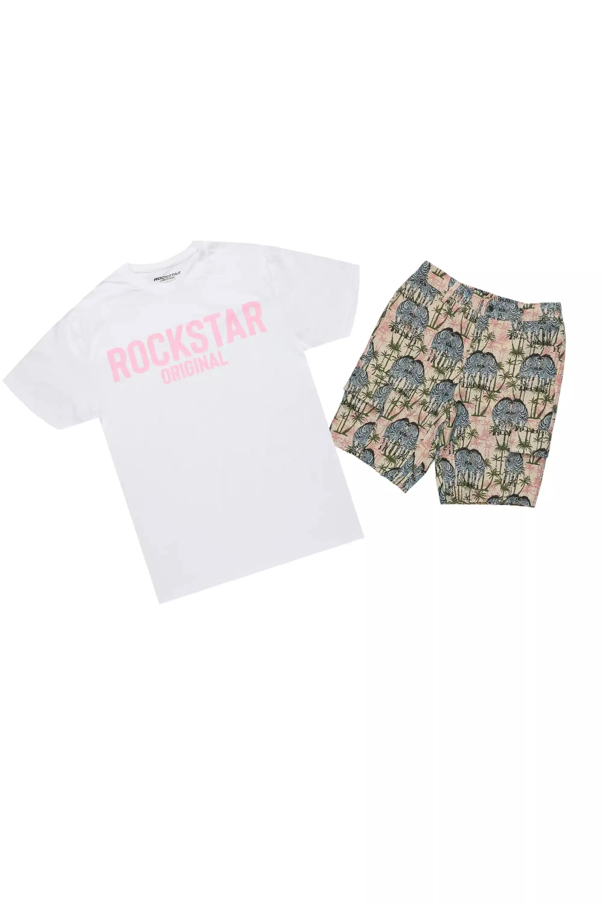 Zeontee White/Pink T-Shirt Short Set sold by Rockstar Original