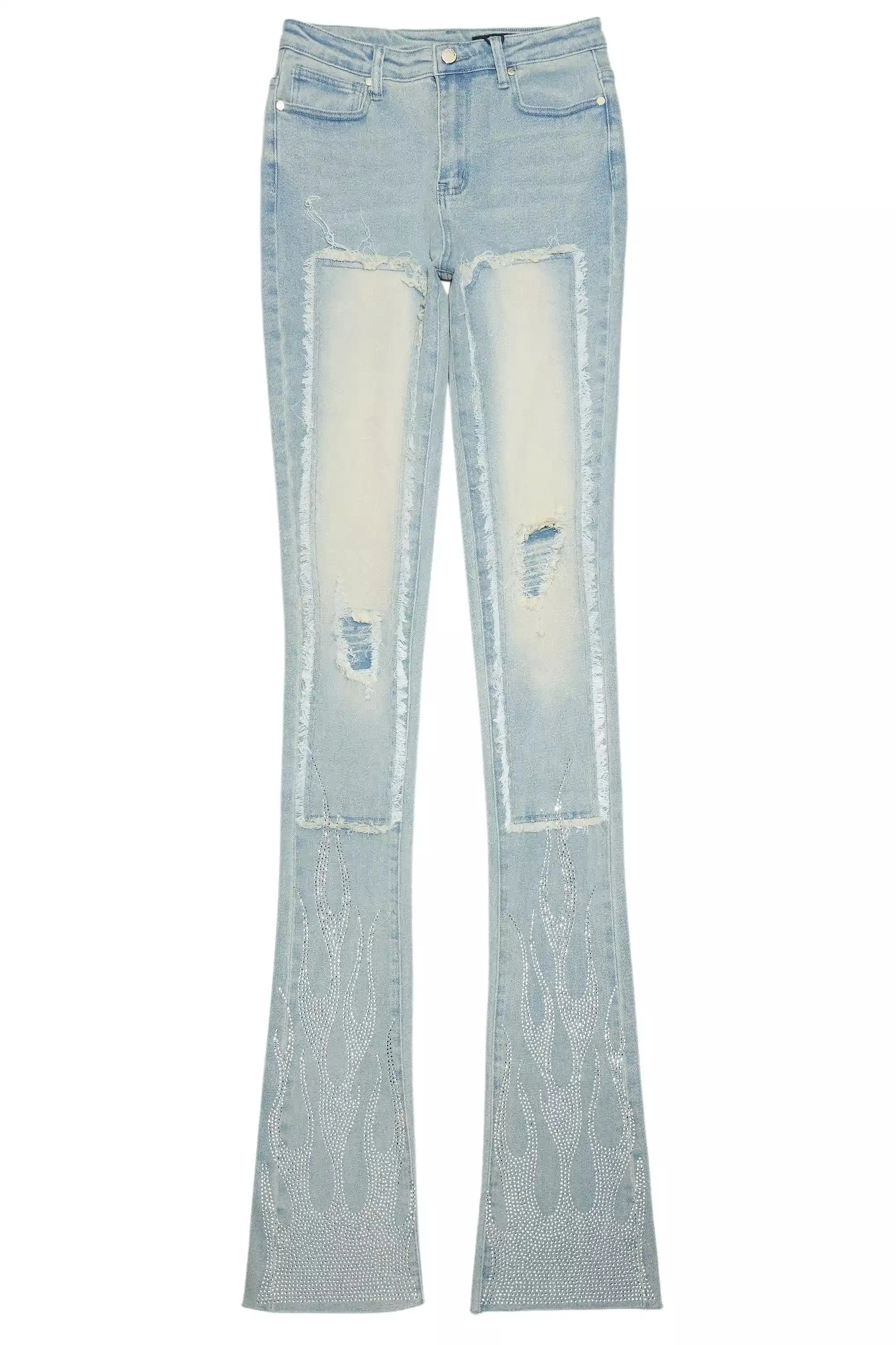 Karime Light Wash Rhinestone Stacked Jean sold by Rockstar Original