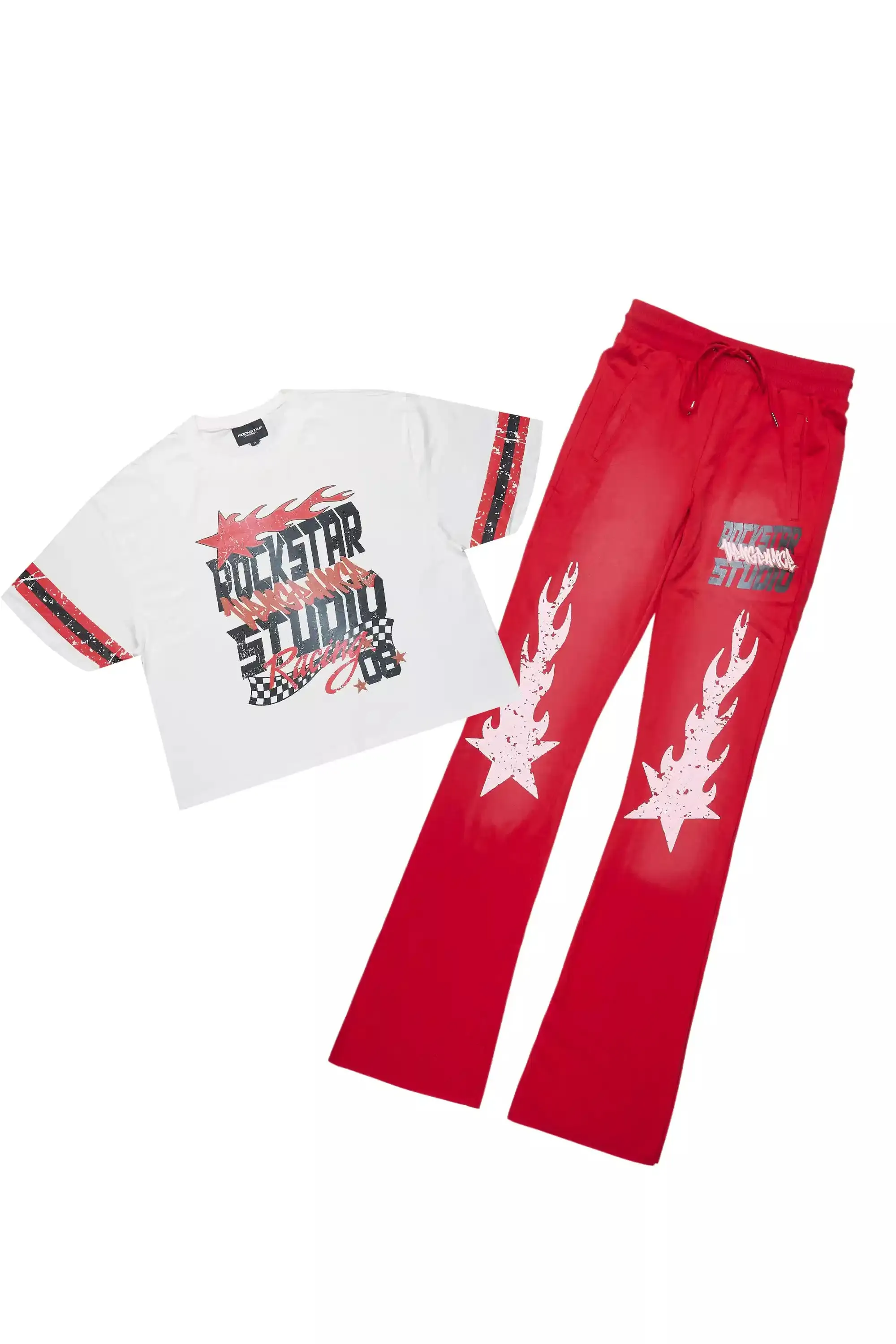 Garo Red T-Shirt/Baggy Stacked Track Set sold by Rockstar Original