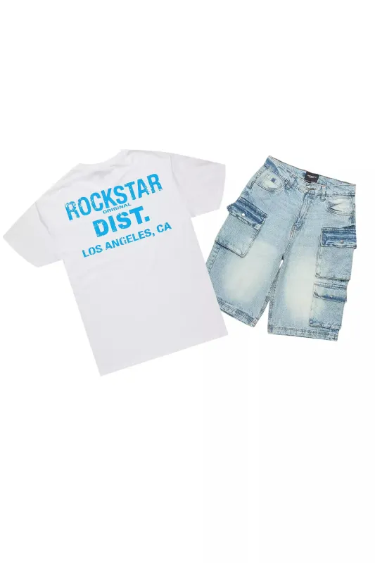 Lake White/Blue T-Shirt Denim Jort Set sold by Rockstar Original