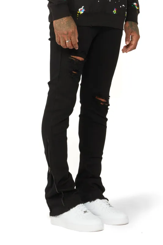 Ferg Black Stacked Flare Jean sold by Rockstar Original