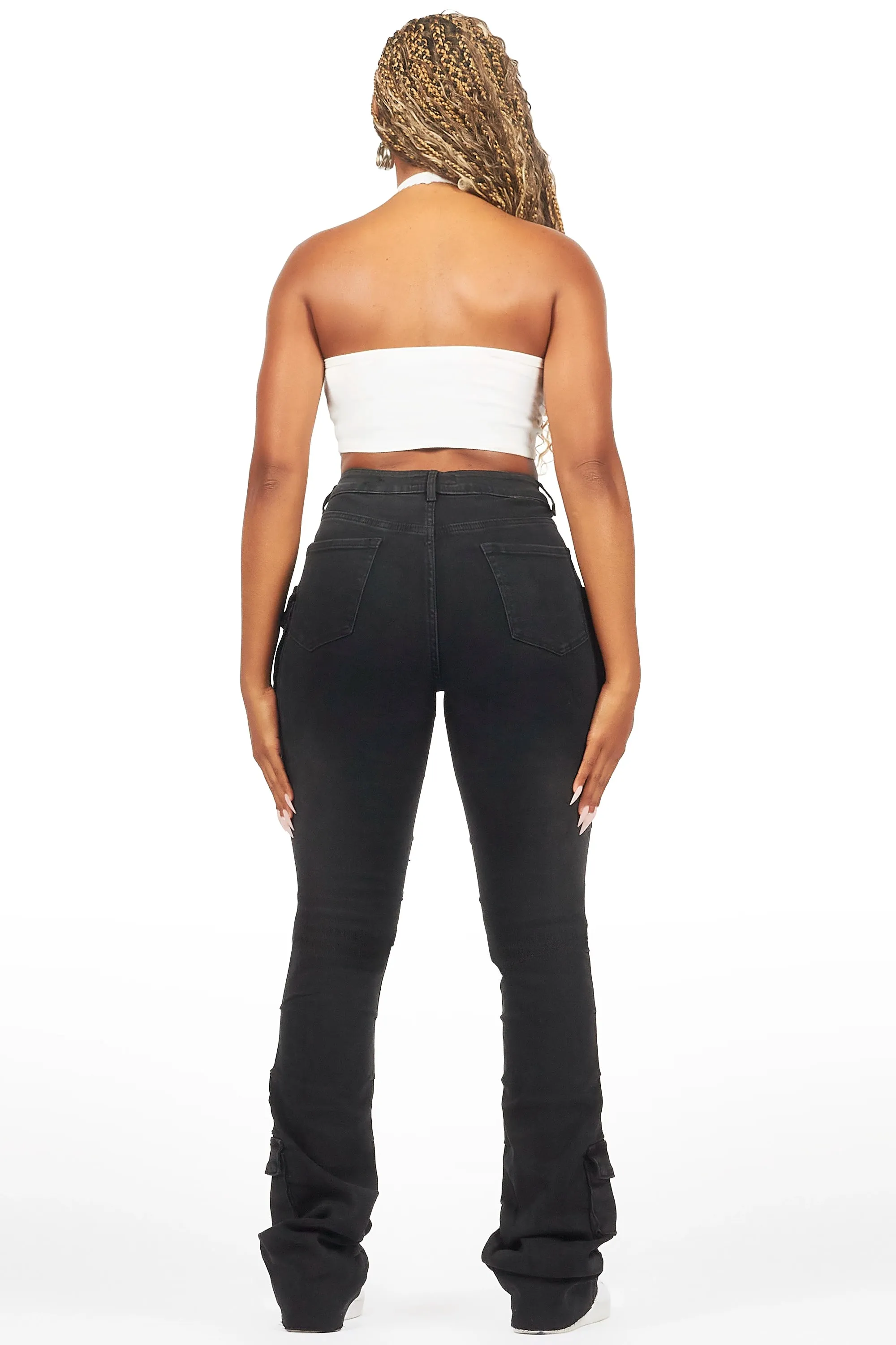 Chabria Black Stacked Flare Jean sold by Rockstar Original product image thumbnail 5