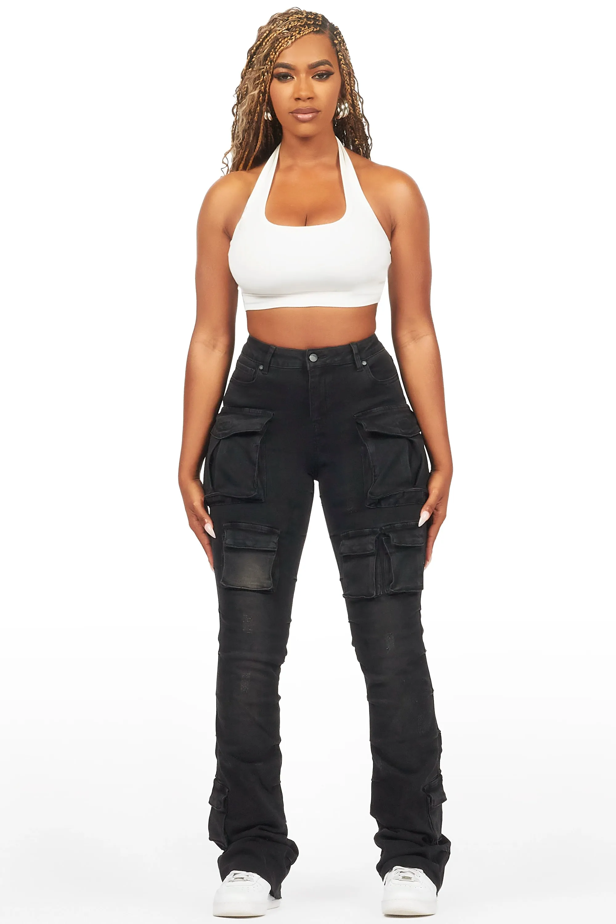 Chabria Black Stacked Flare Jean sold by Rockstar Original product image thumbnail 3