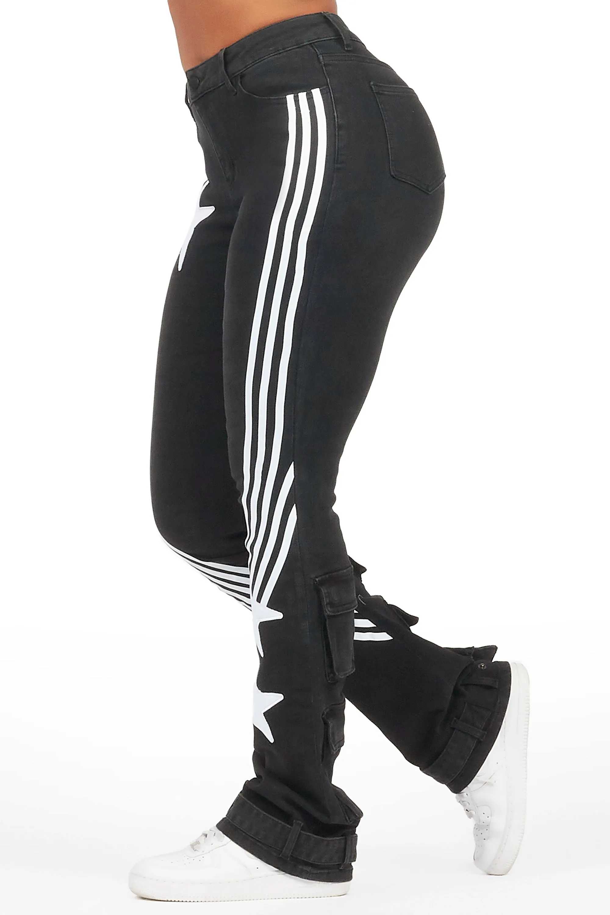 Jaziya Black Stacked Flare Jean sold by Rockstar Original product image thumbnail 2