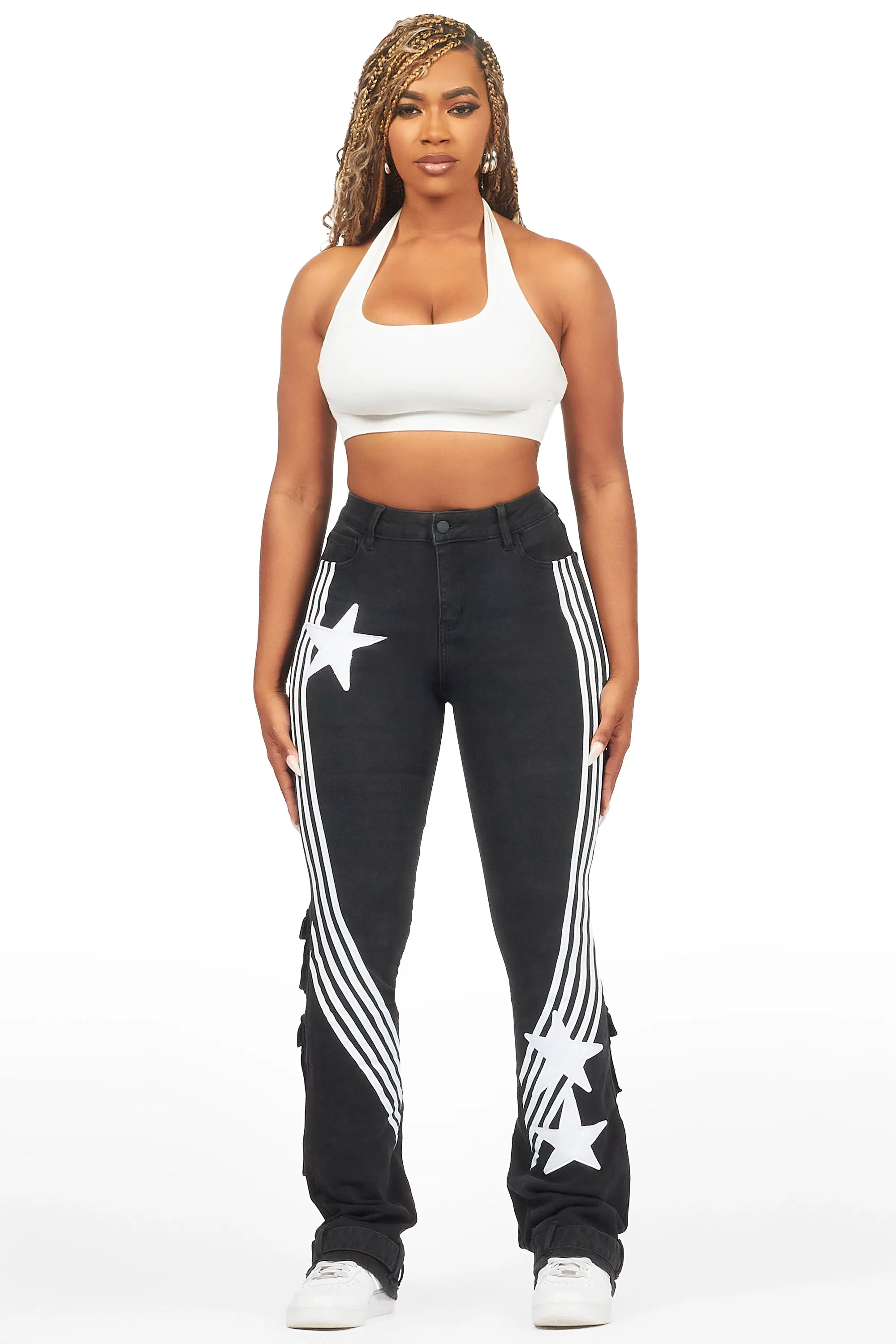 Jaziya Black Stacked Flare Jean sold by Rockstar Original product image thumbnail 3