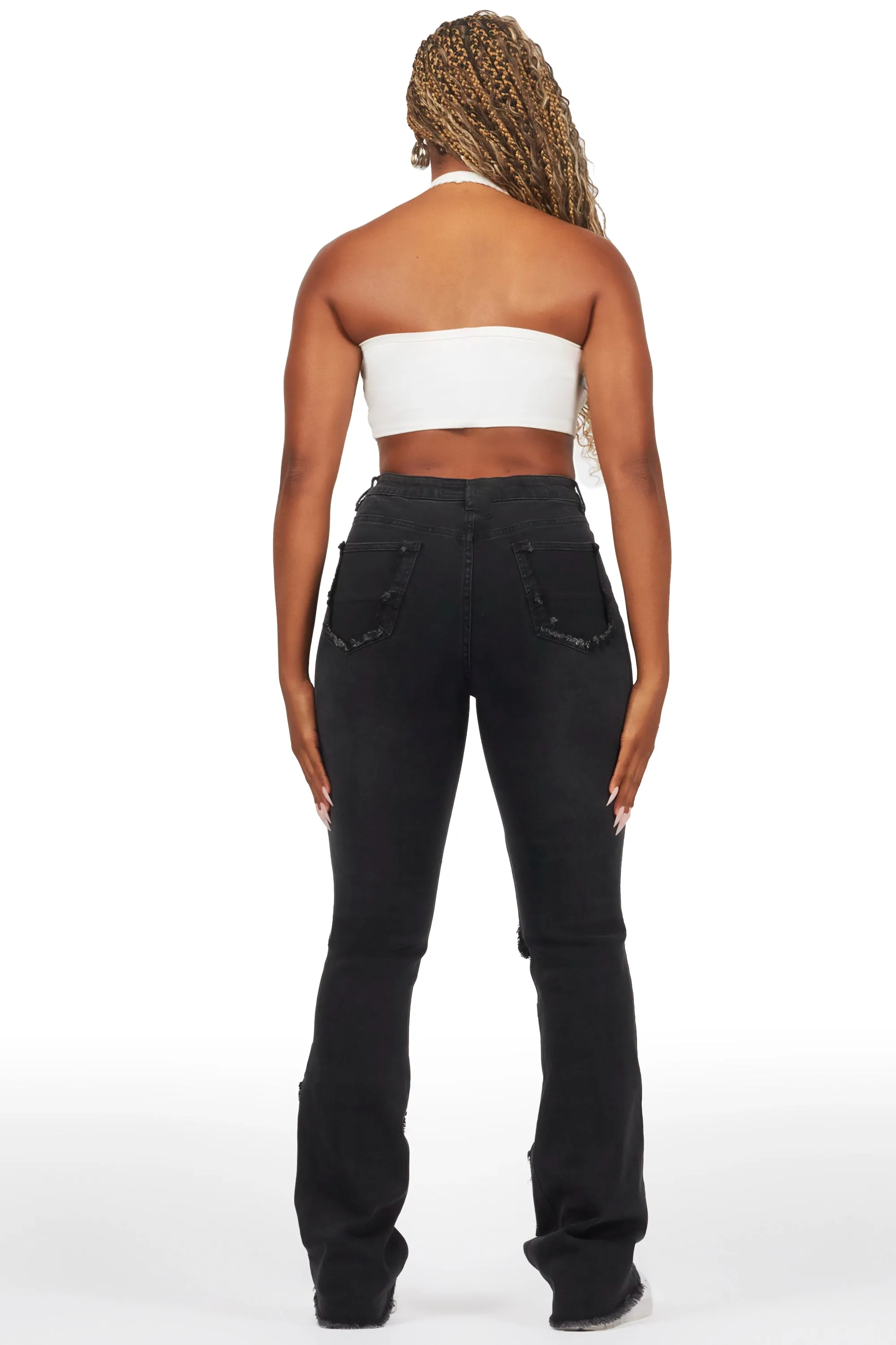 Antione Jet Black Stacked Flare Jean sold by Rockstar Original product image thumbnail 5